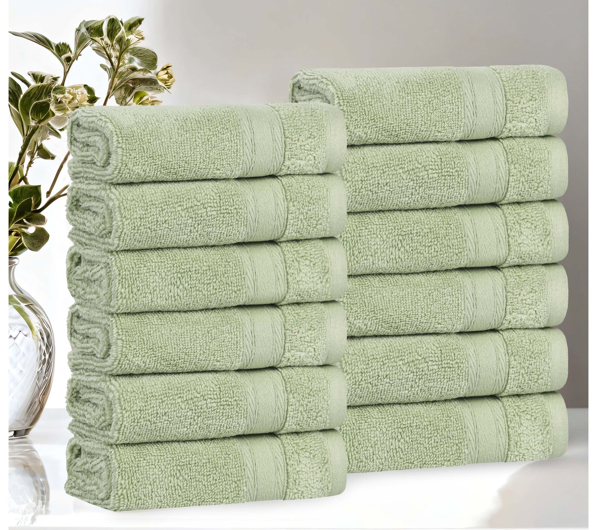 Superior 12 Piece Belmont Zero Twist Cotton Face Towel Set