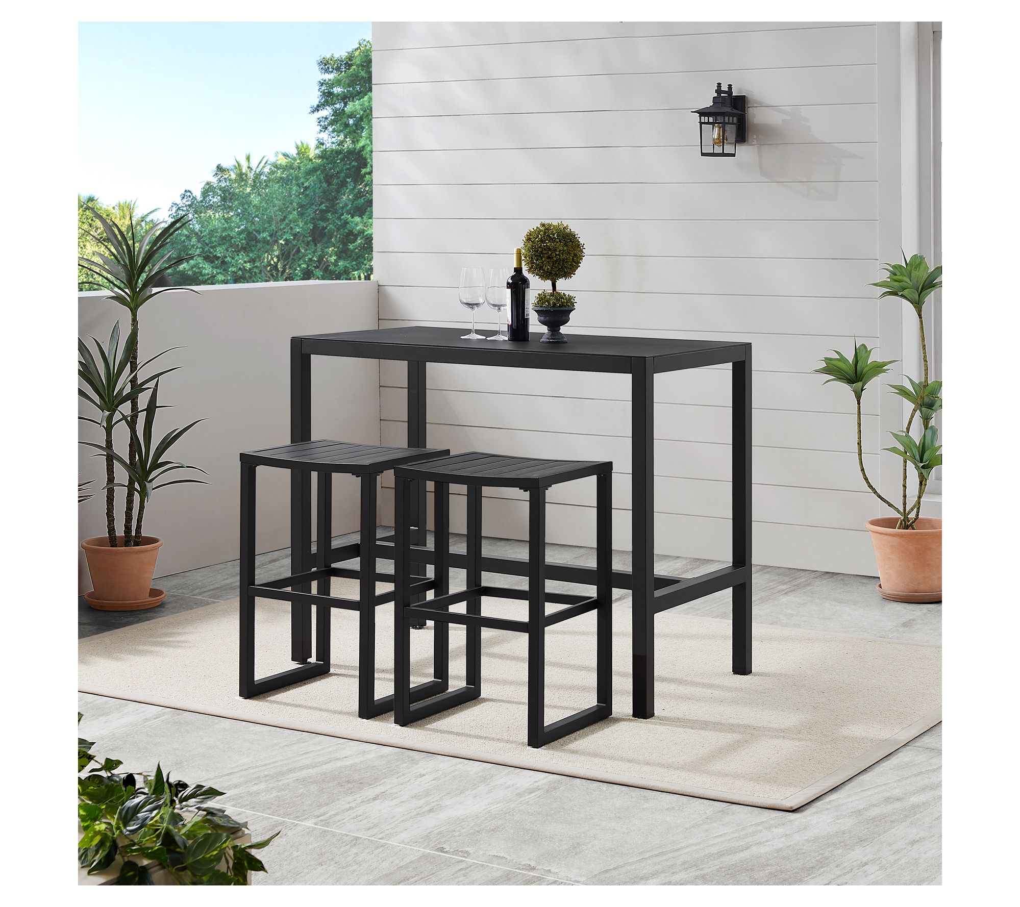 Linon Home Holland Aluminum 3PC Tavern Set Black