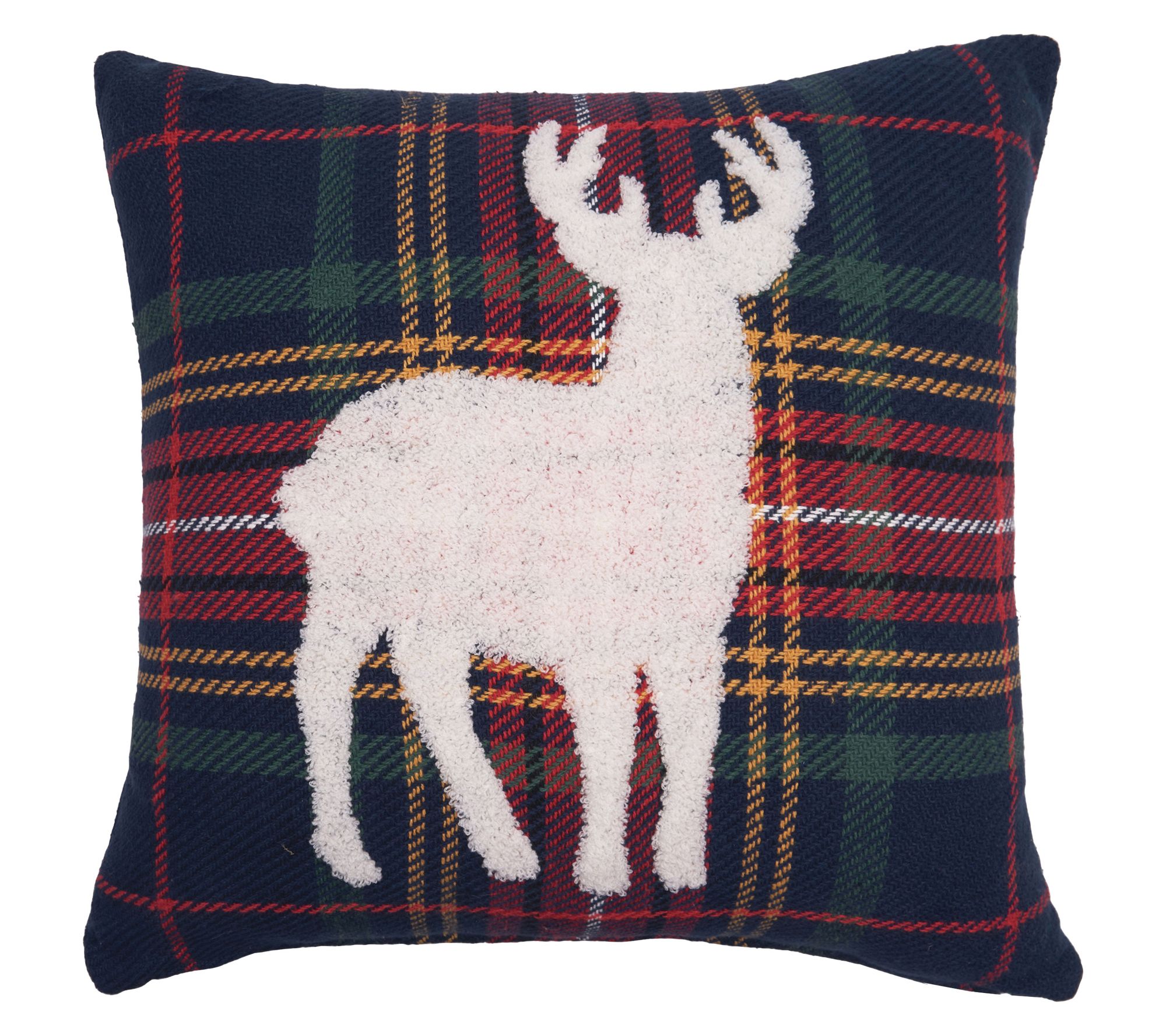 18" x 18" Blue Lennox Deer Throw Pillow by Valerie