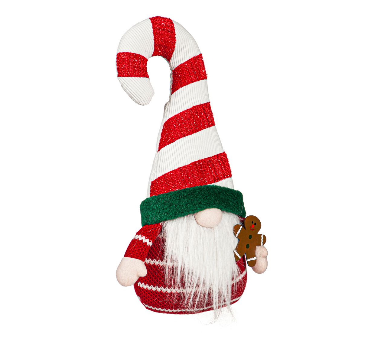 Evergreen Fabric Gnome with Striped Hat Table Decor