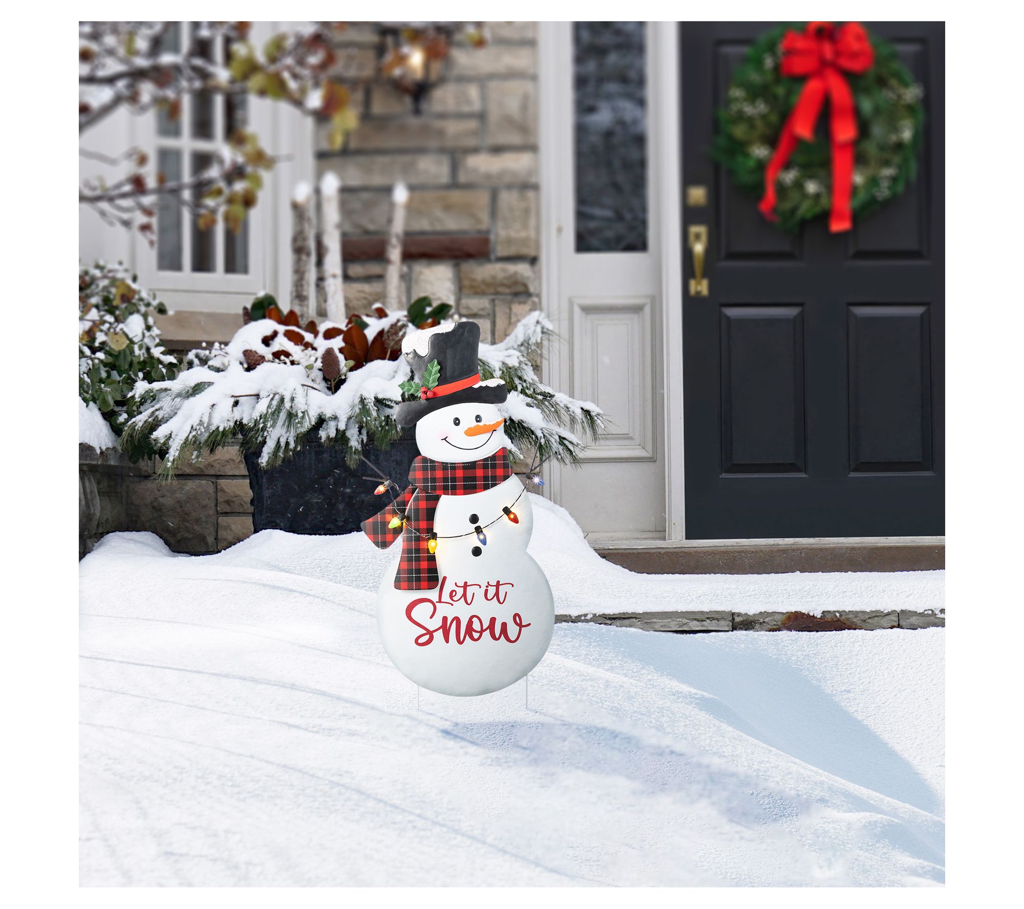 Glitzhome 36"H LED Christmas Let it Snow Snowman Garden Stake