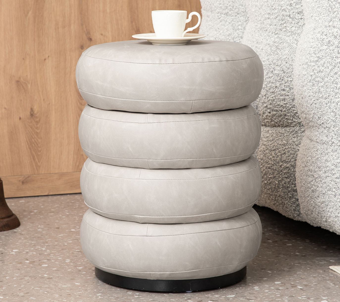 Glitzhome Modern Upholstered Storage Ottoman Stool