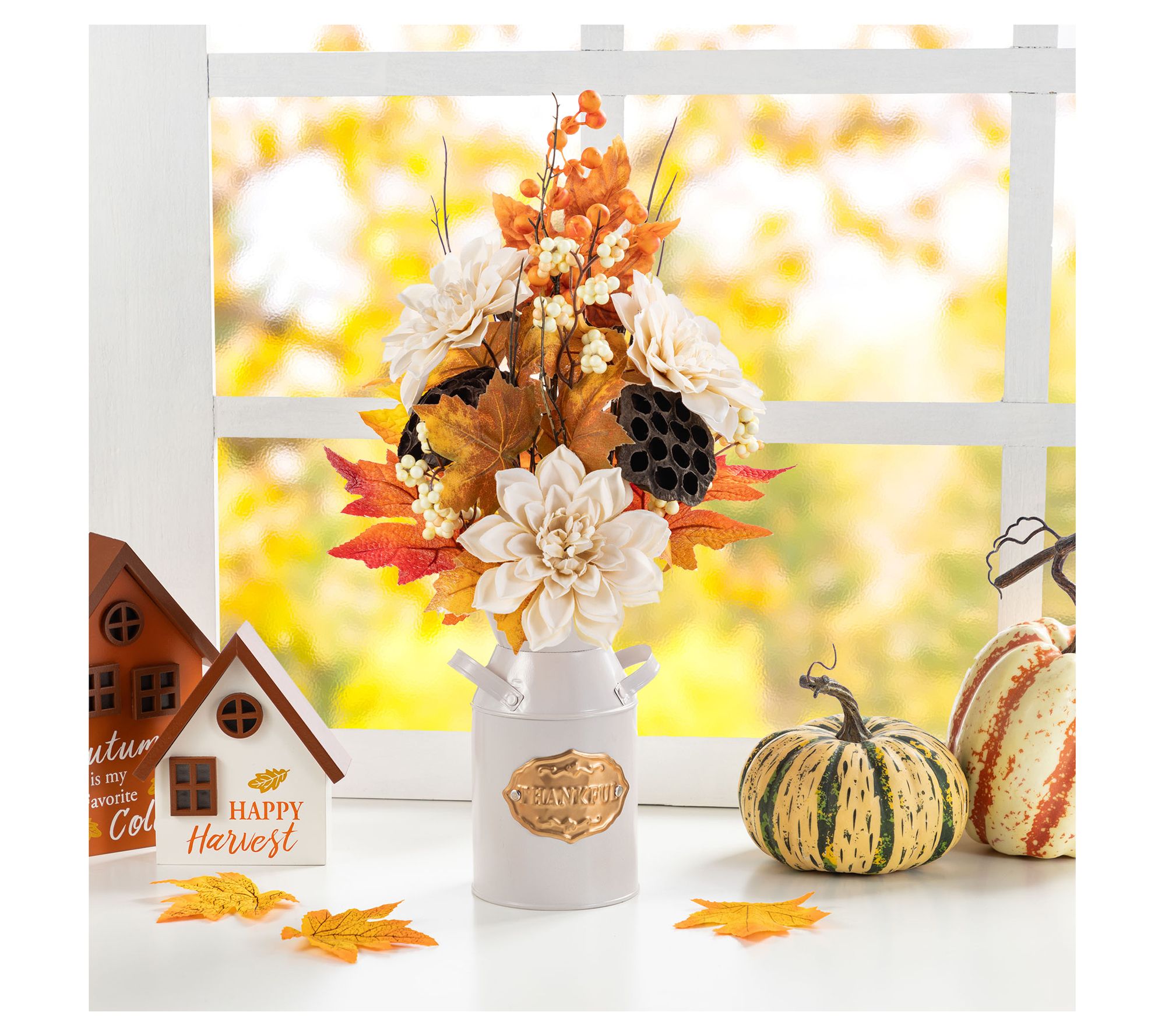 Glitzhome 22"H Fall Harvest Lotus Pod Berry Centerpiece