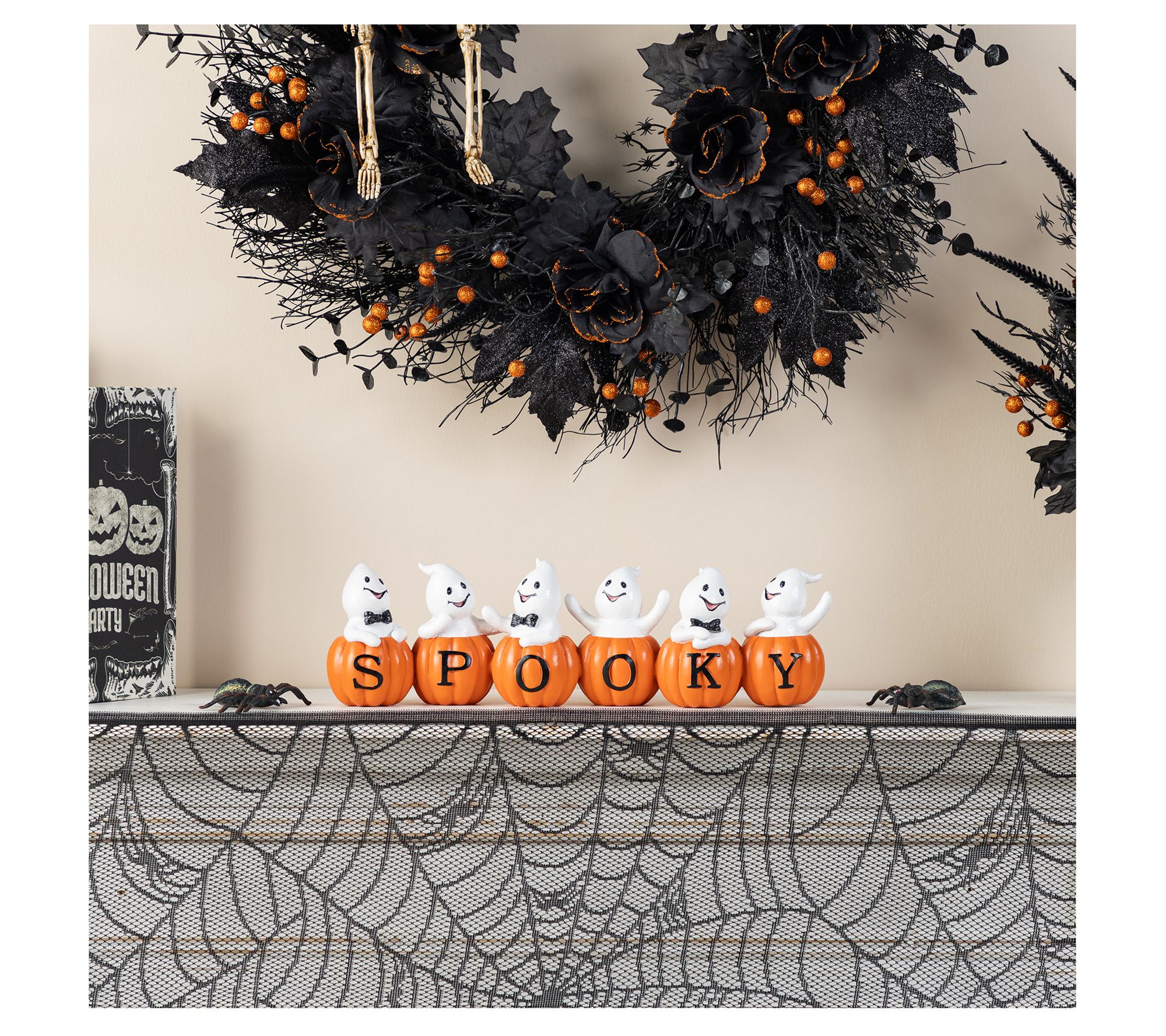 Glitzhome 16'' L Halloween SPOOKY Ghost PumpkinTable Decor