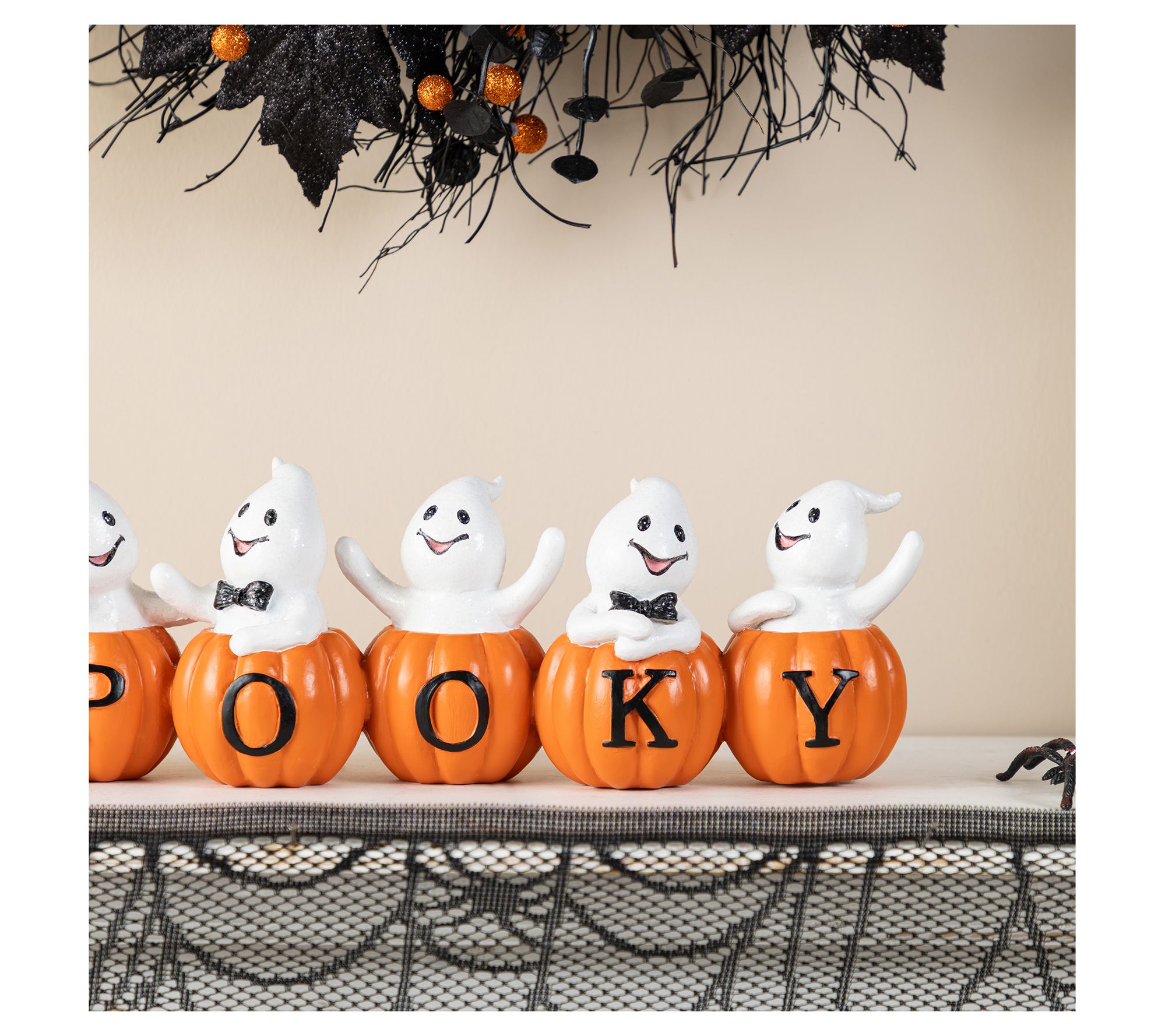 Glitzhome 16'' L Halloween SPOOKY Ghost PumpkinTable Decor