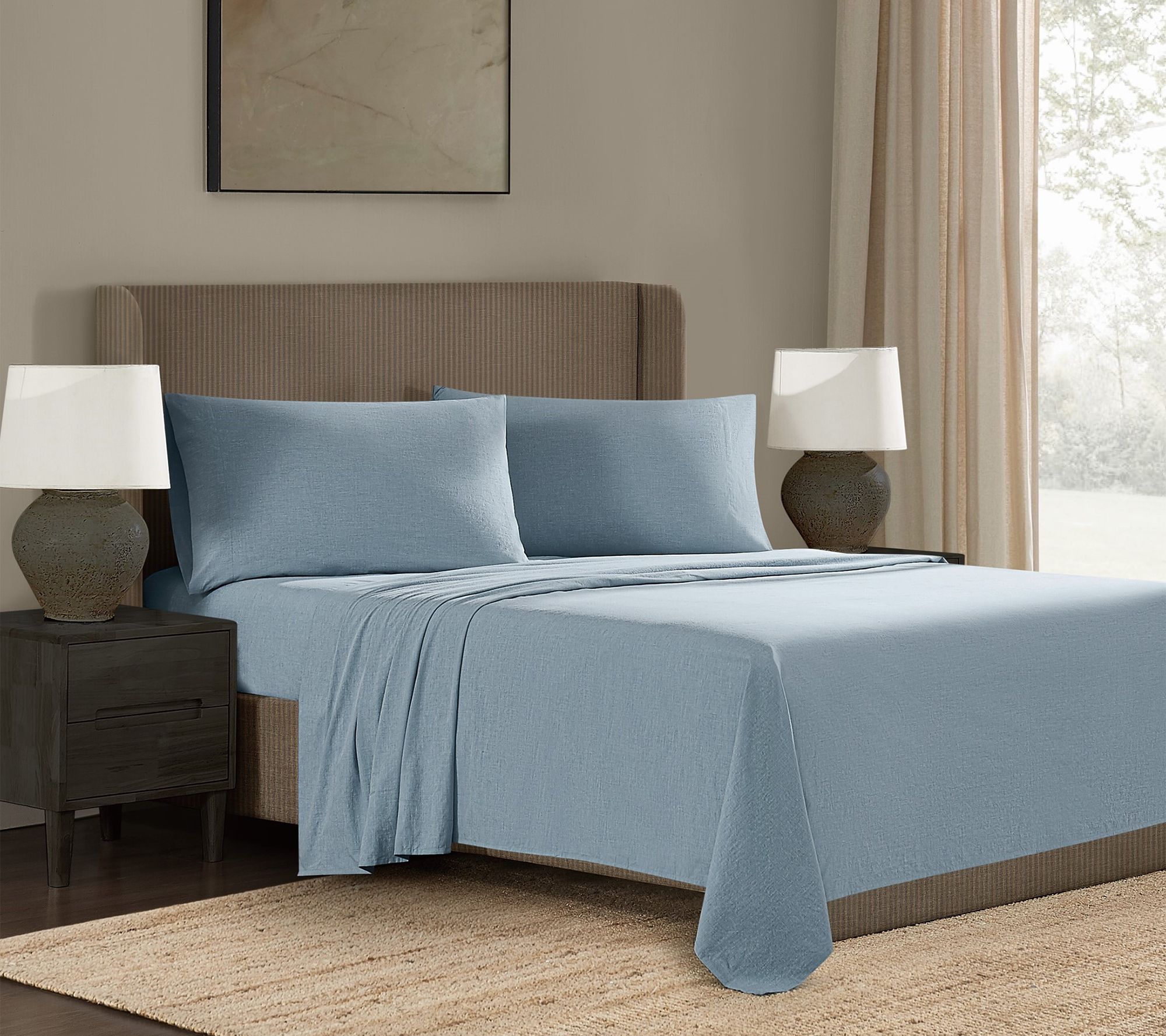 Frye Dusted Denim CVC Queen 4 Piece Sheet Set