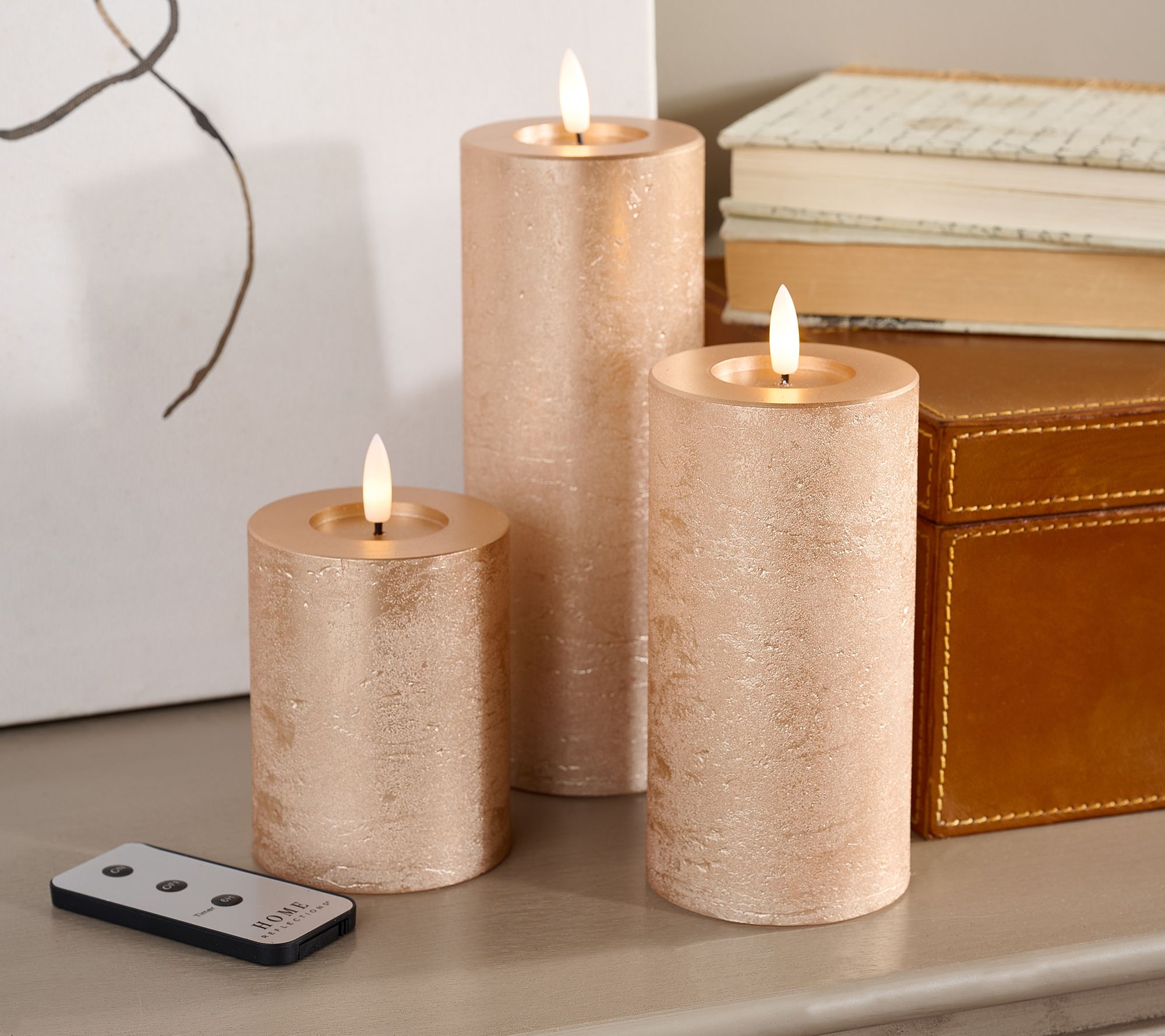 "As Is" Home Reflections S/3 Flameless Shiny Metallic Pillar