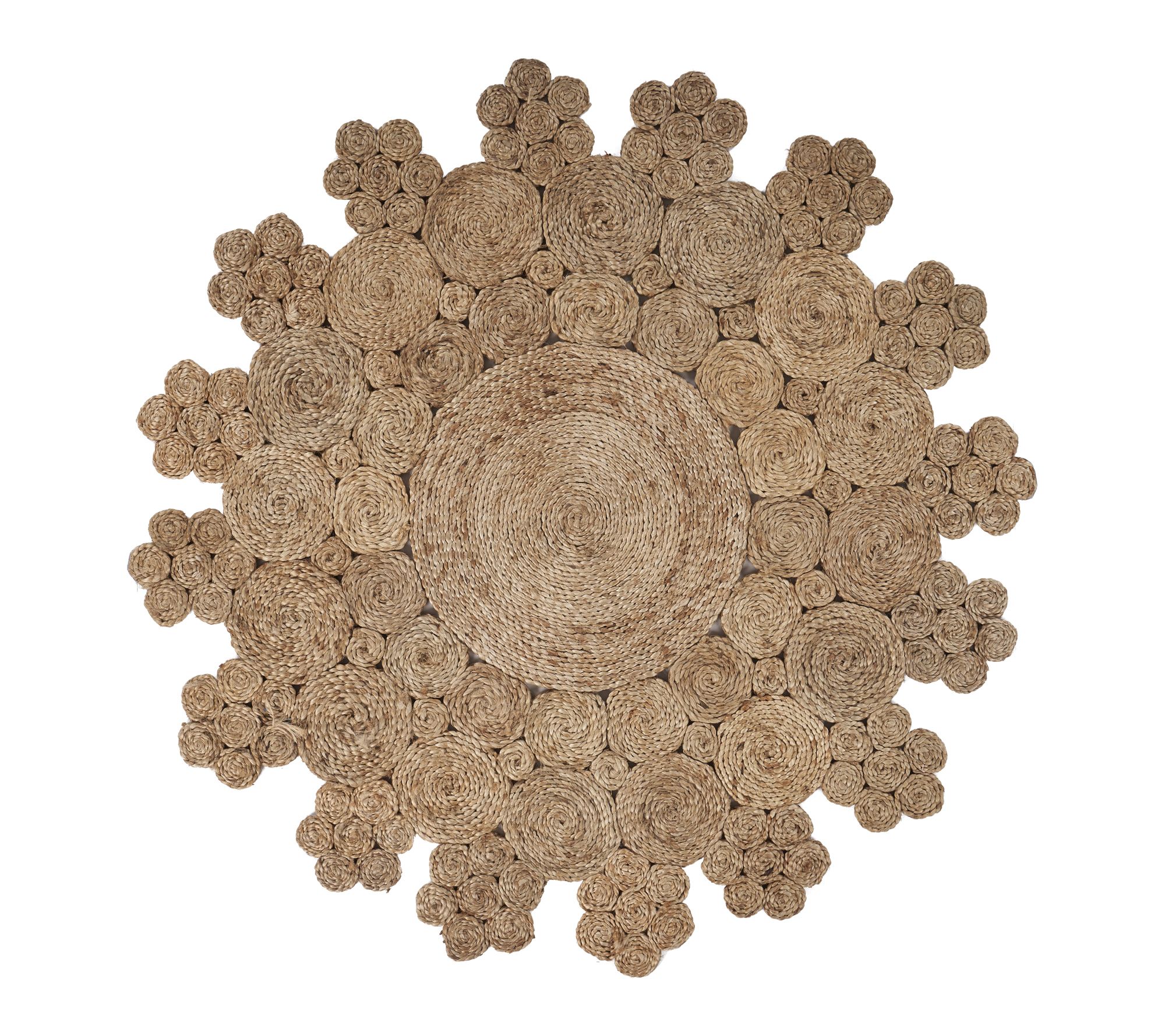 Ox Bay Hand Braided Brown Geometric Jute IndoorRug, 4' x 4'