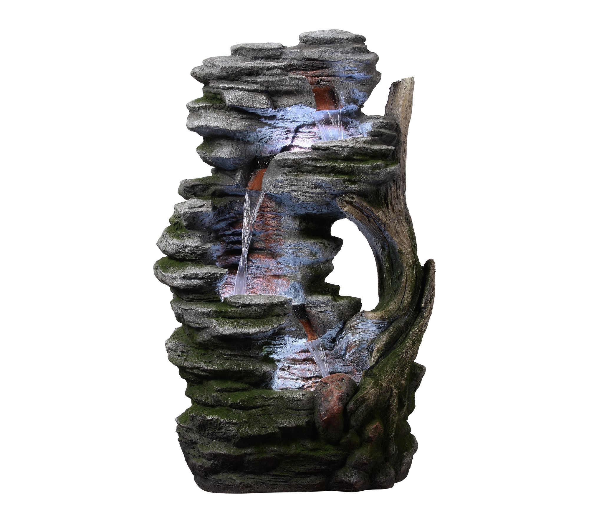 Teamson Home Outdoor 32" Cascading Faux Rock &Wood Fountain