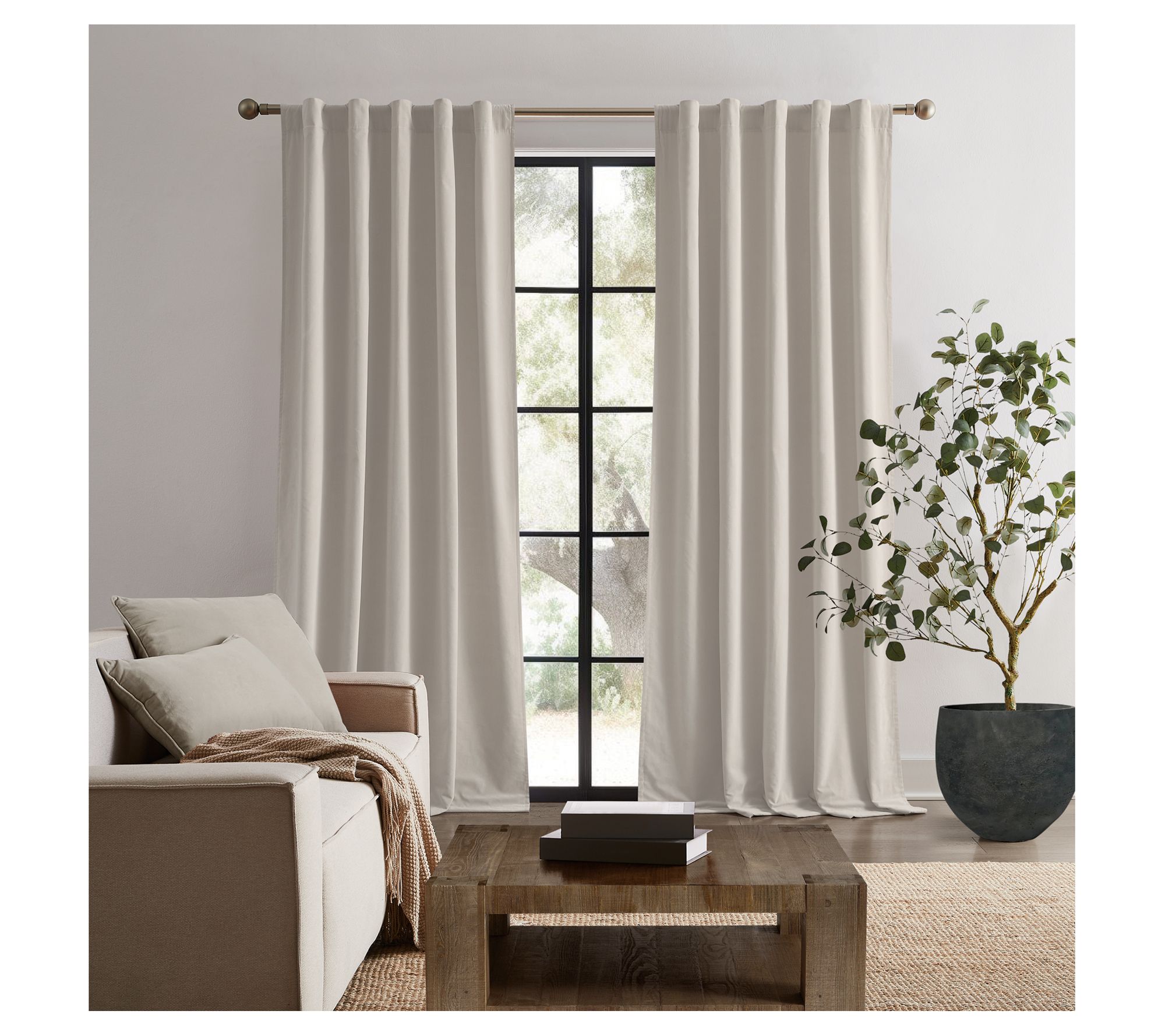 Brooklyn Loom Matte Cotton Velvet 50x108 WindowCurtain Set
