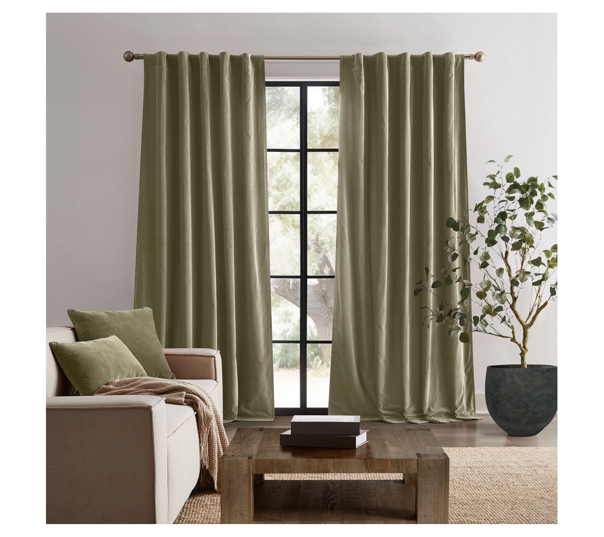 Brooklyn Loom Matte Cotton Velvet 50x108 Window  Curtain Set