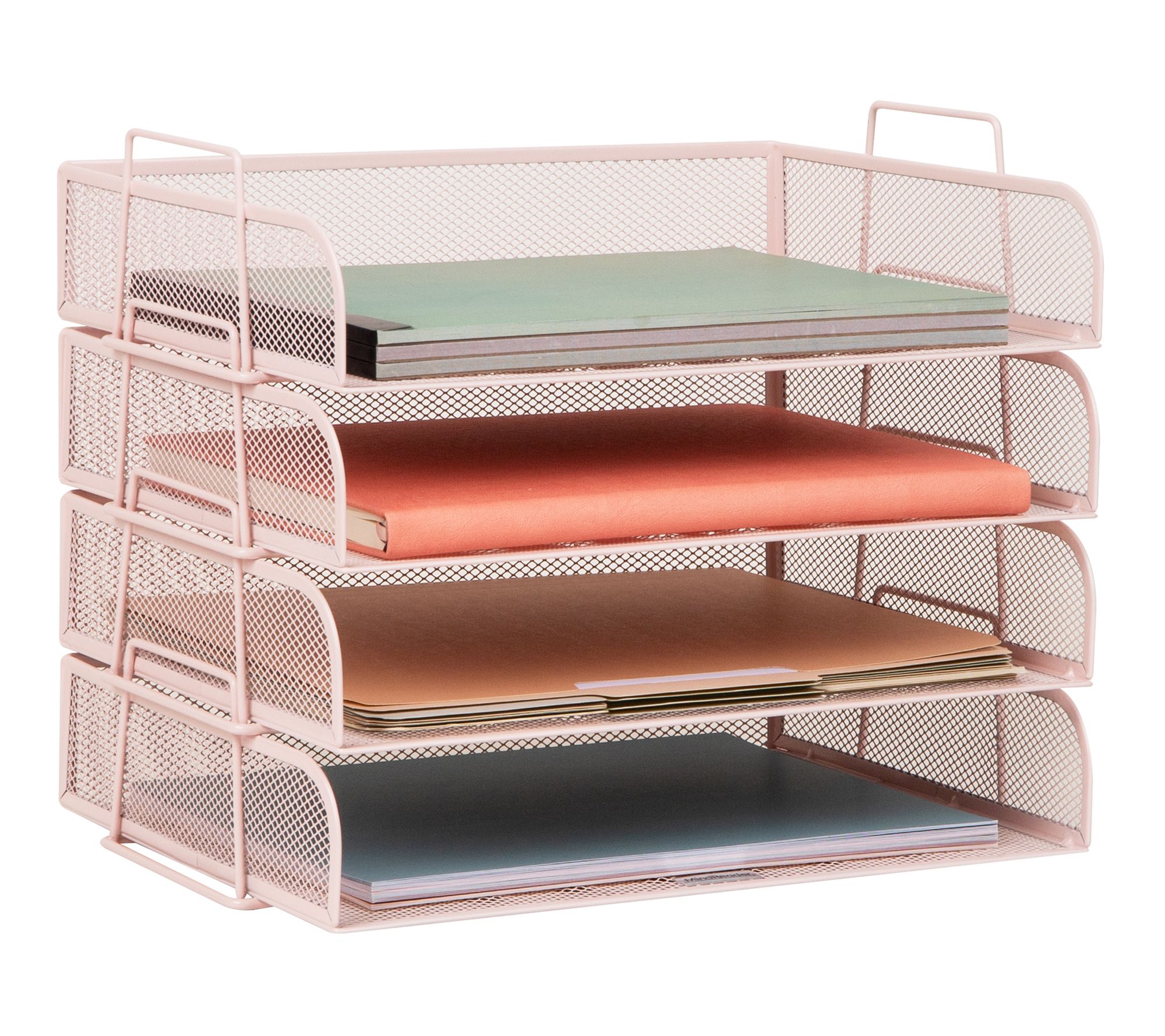 Mind Reader Stackable Paper Tray, Desktop Organizer 4 Pcs.