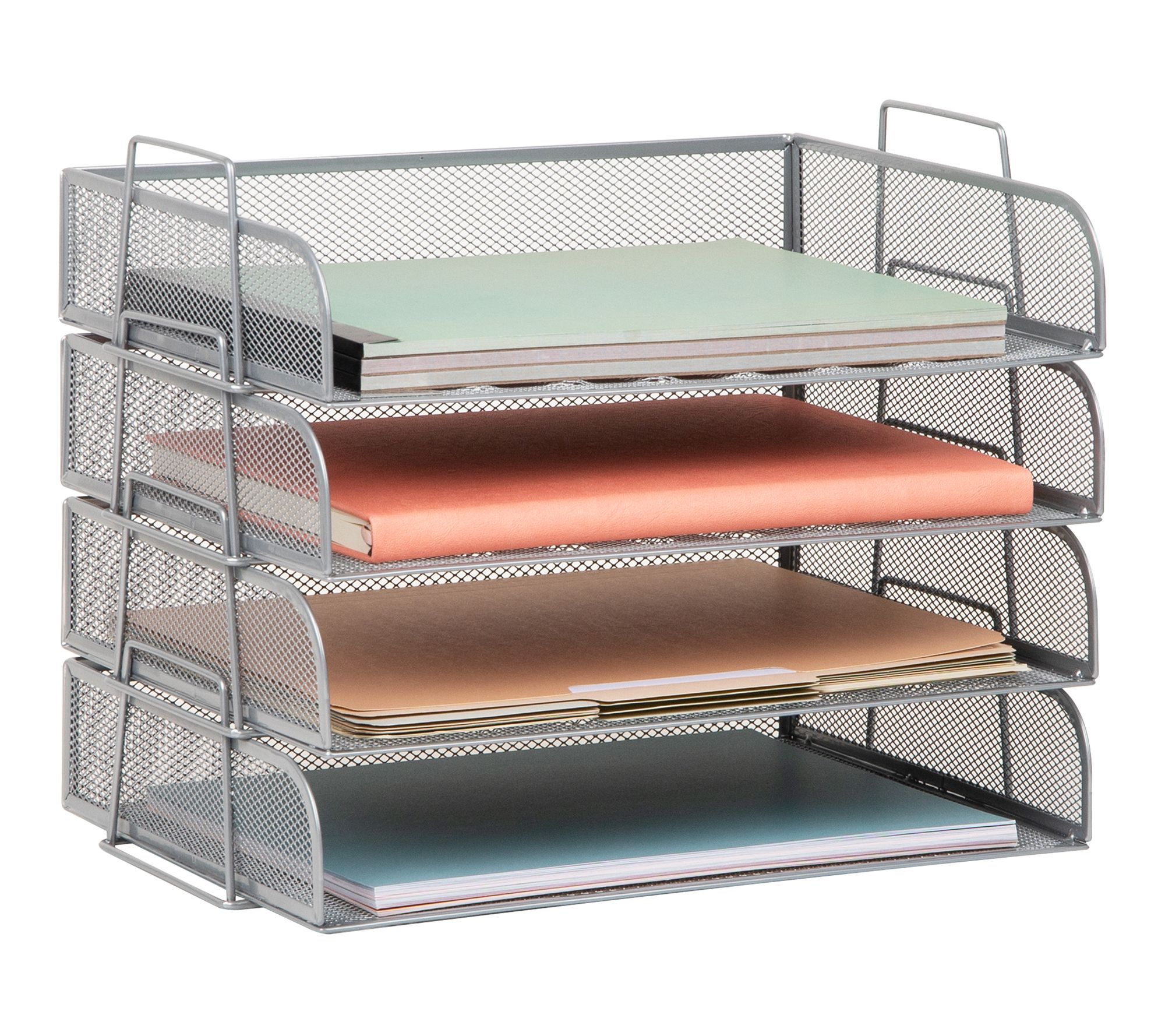 Mind Reader Stackable Paper Tray, Desktop Organizer 4 Pcs.