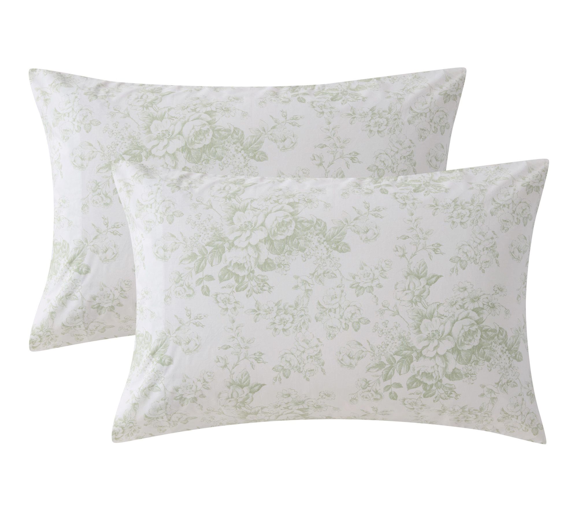 Laura Ashley Toile Delight Green Cotton Standard Pillowcase Se