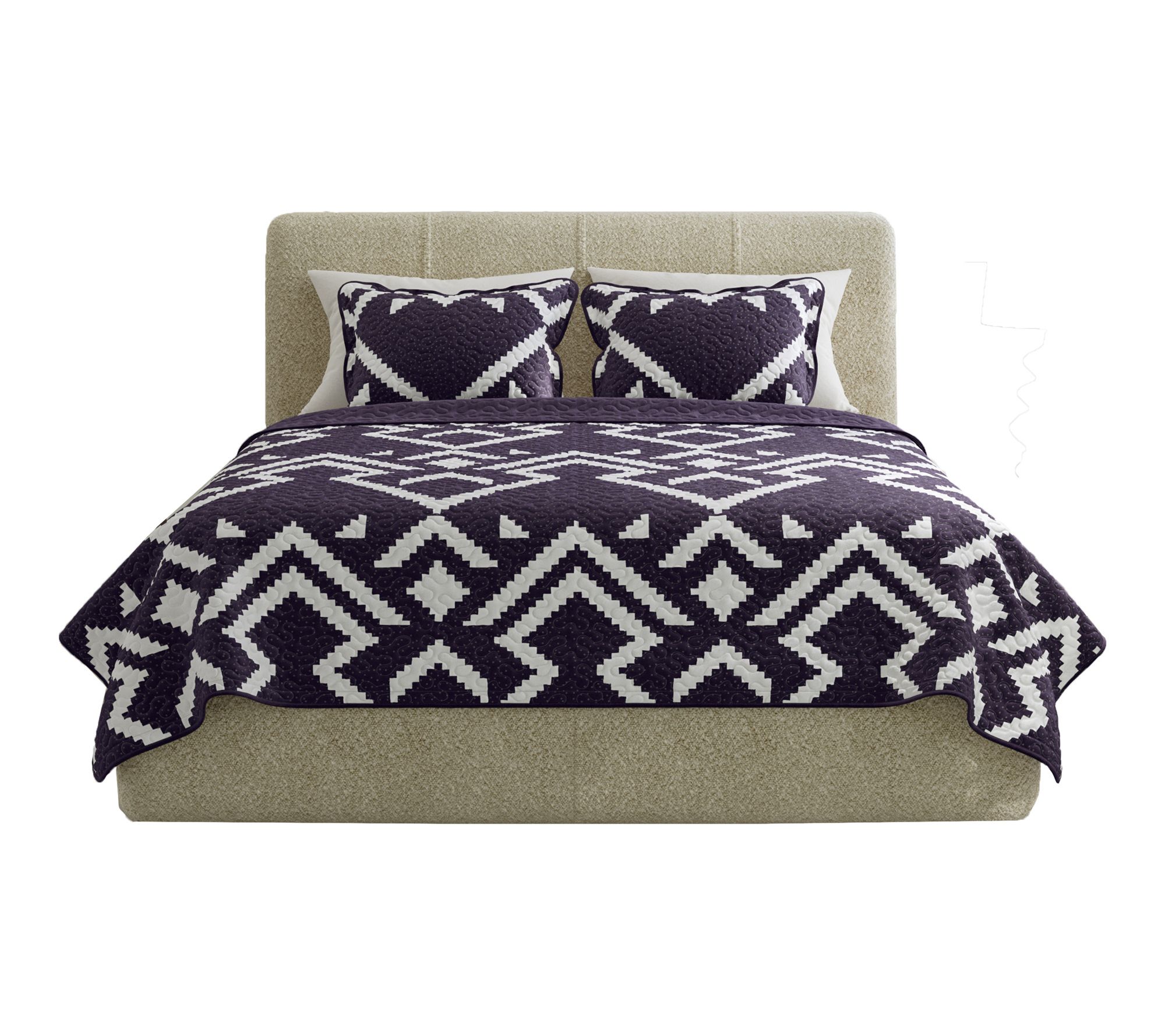 Lavish Home 3-Piece King Quilt Bedding Set Geometric Pattern
