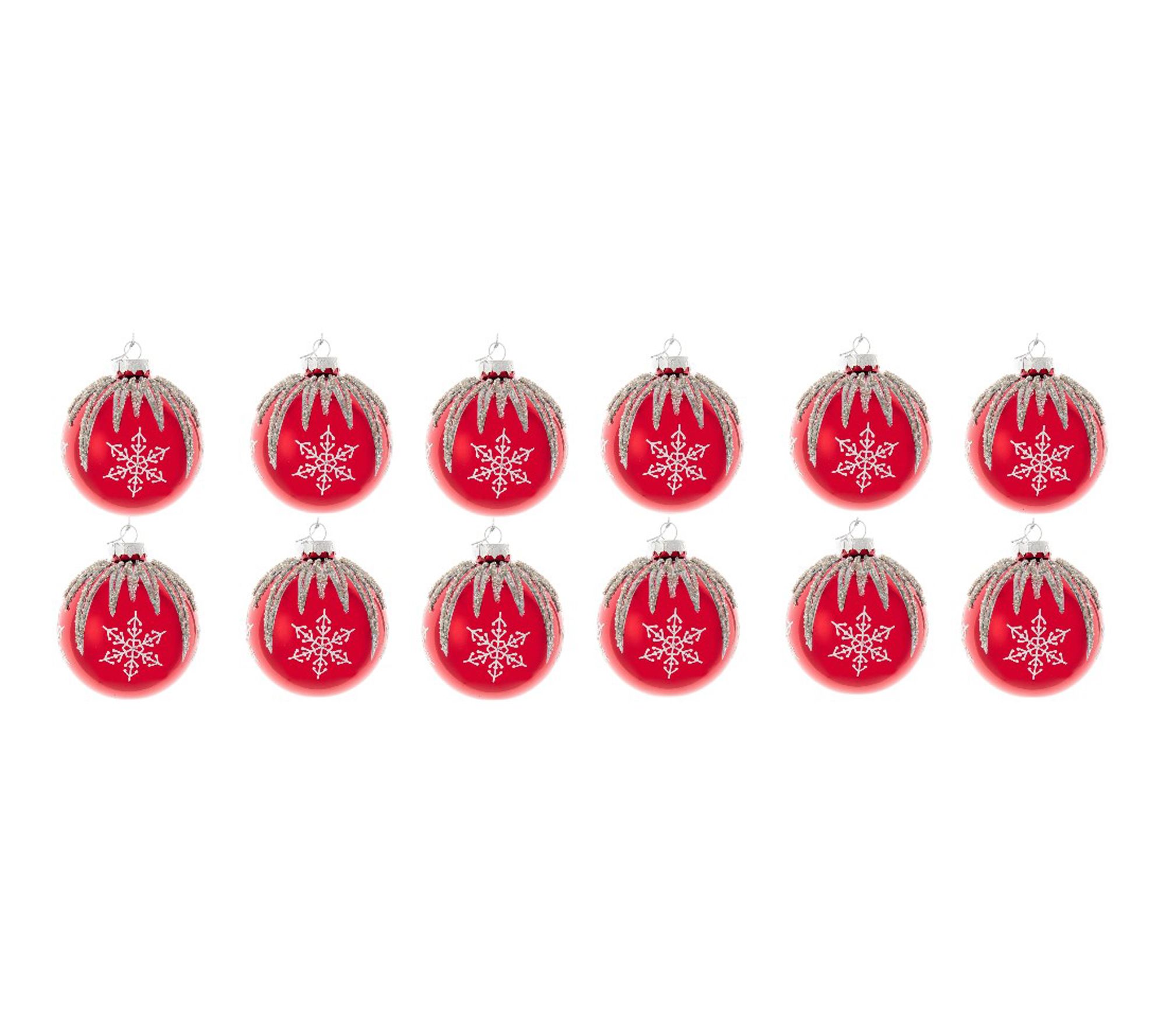 RC Home Decor-Set of 12 Red Glass Snowflake Christmas Ornament