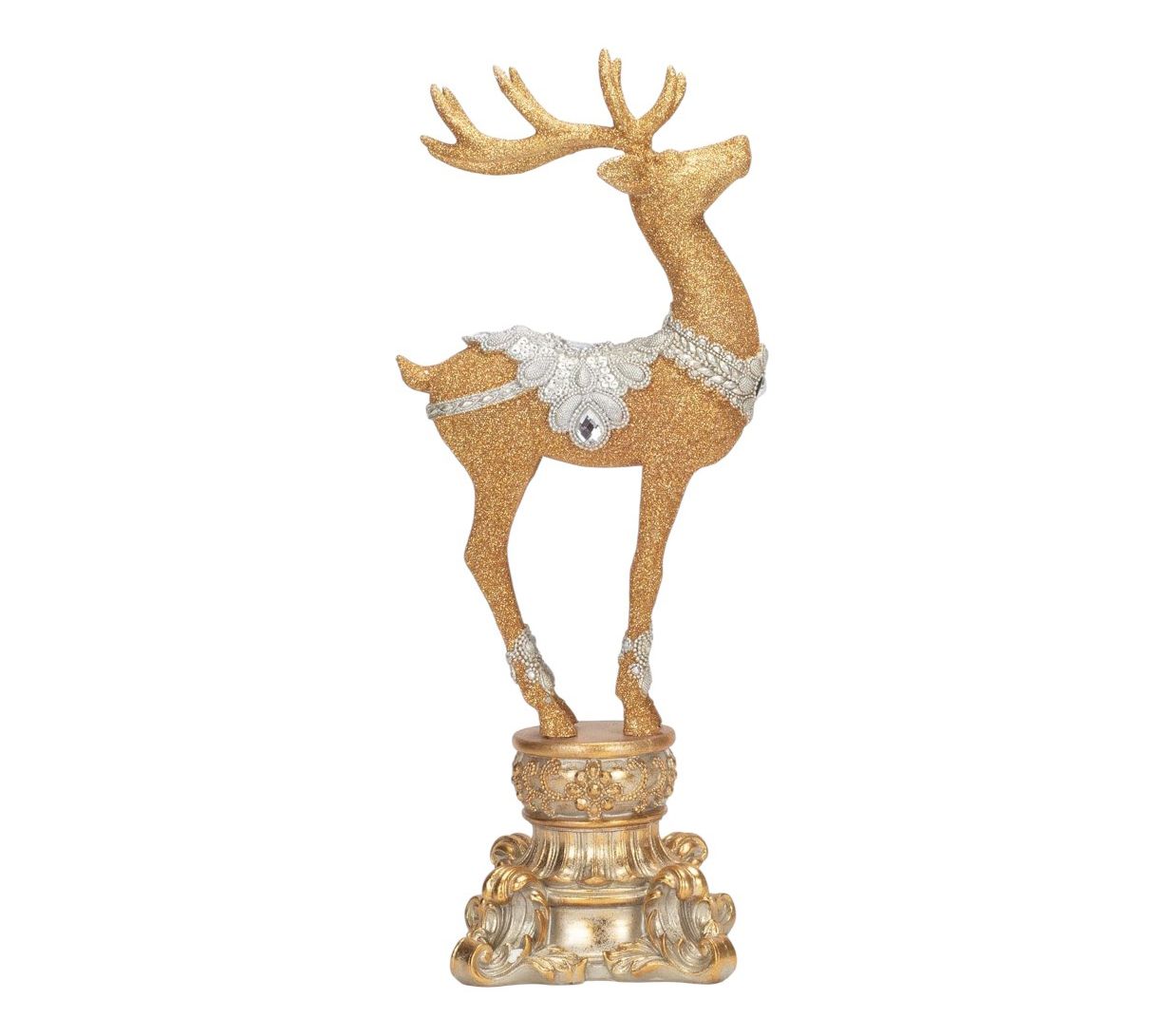 RC Home Decor-Elegant Gold Glitter Reindeer w/Jeweled Accent