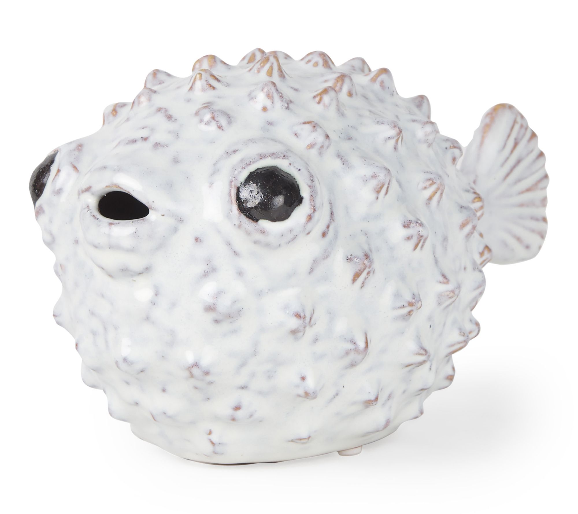 HomeRoots 6" White Ceramic Puffer Fish Sculpture