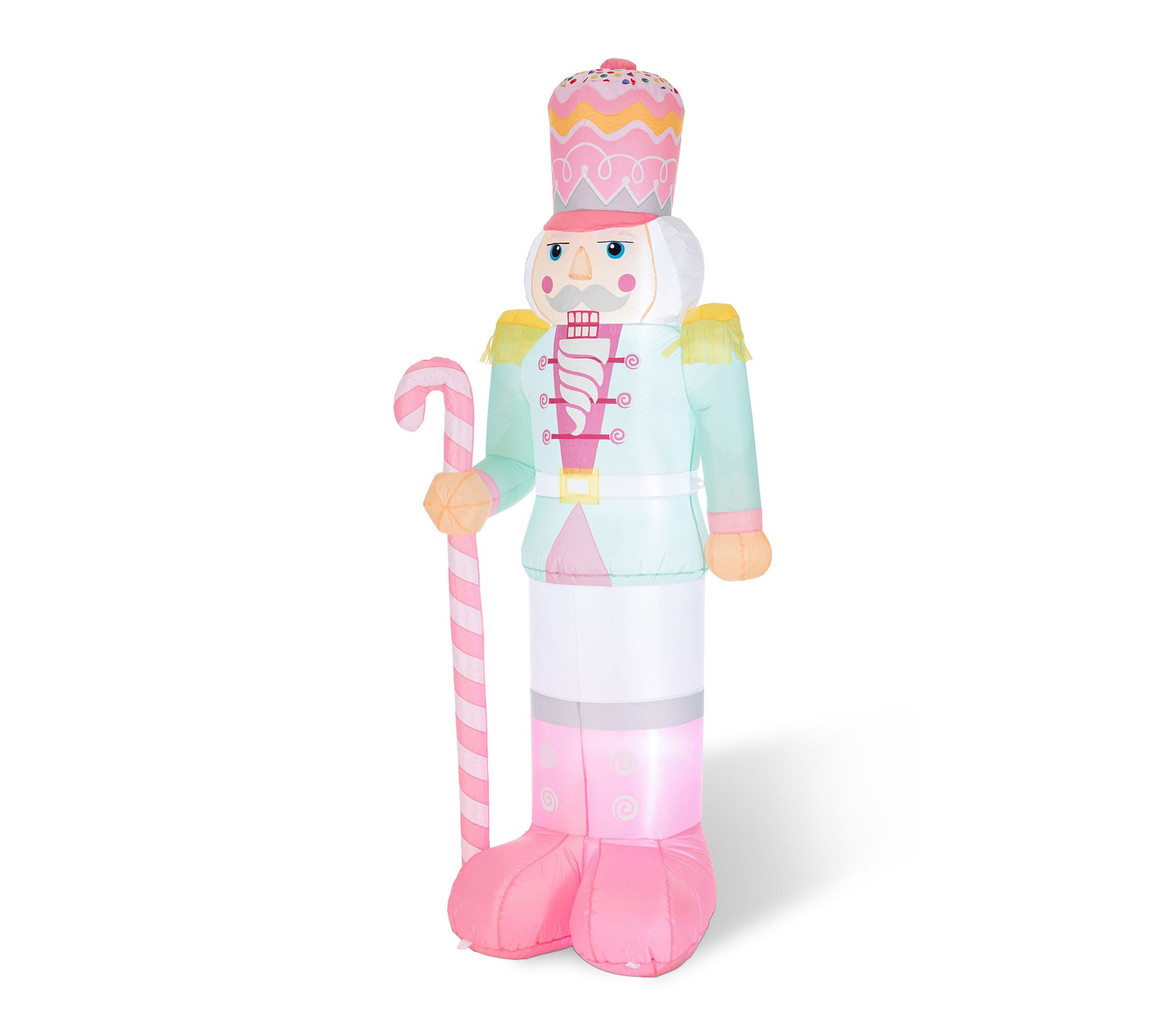 Glitzhome 7FT Lighted Macaron Inflatable Nutcracker Decor