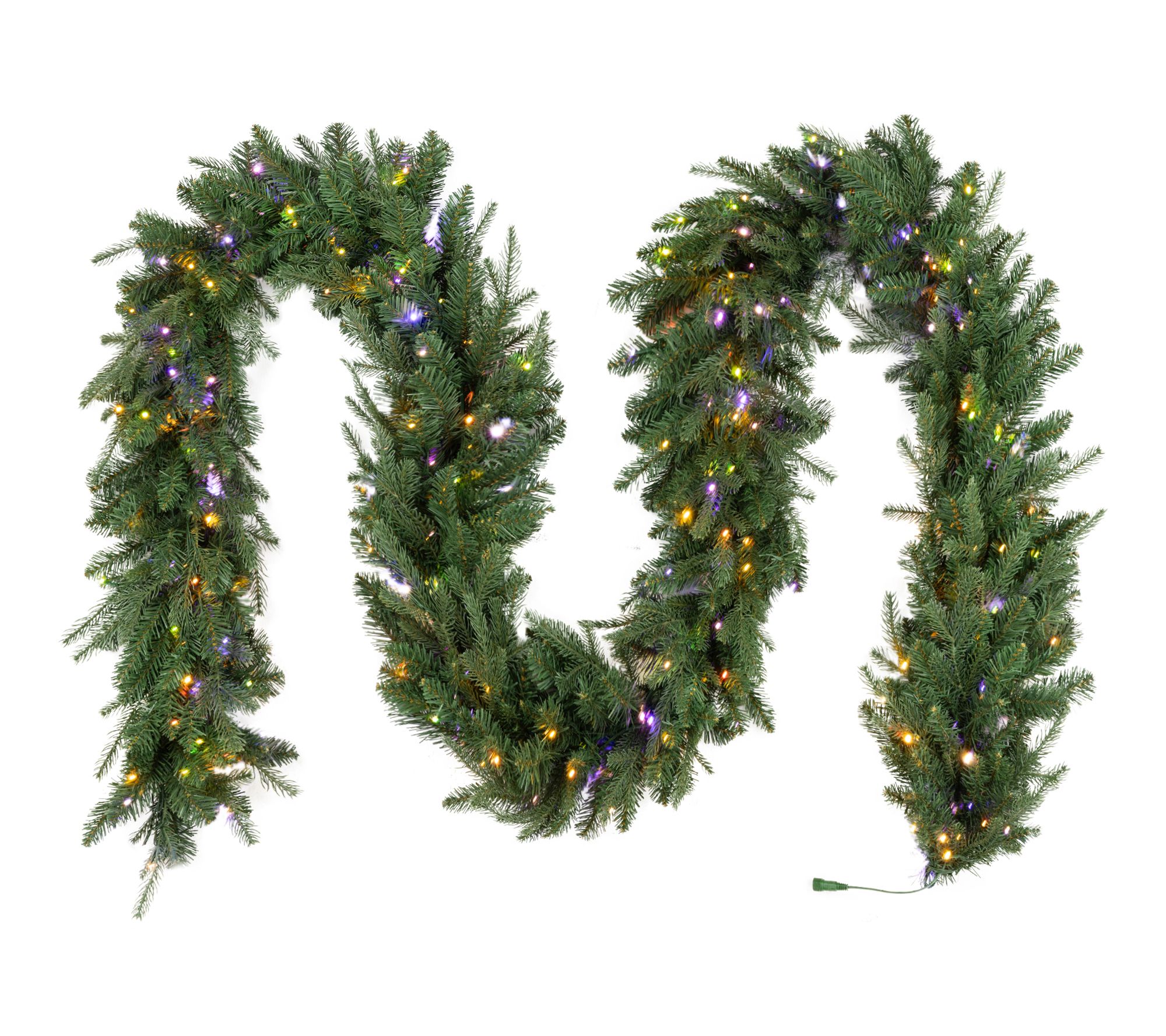 Glitzhome 12ft Pre-Lit Multi -color Greenery Pine Garland