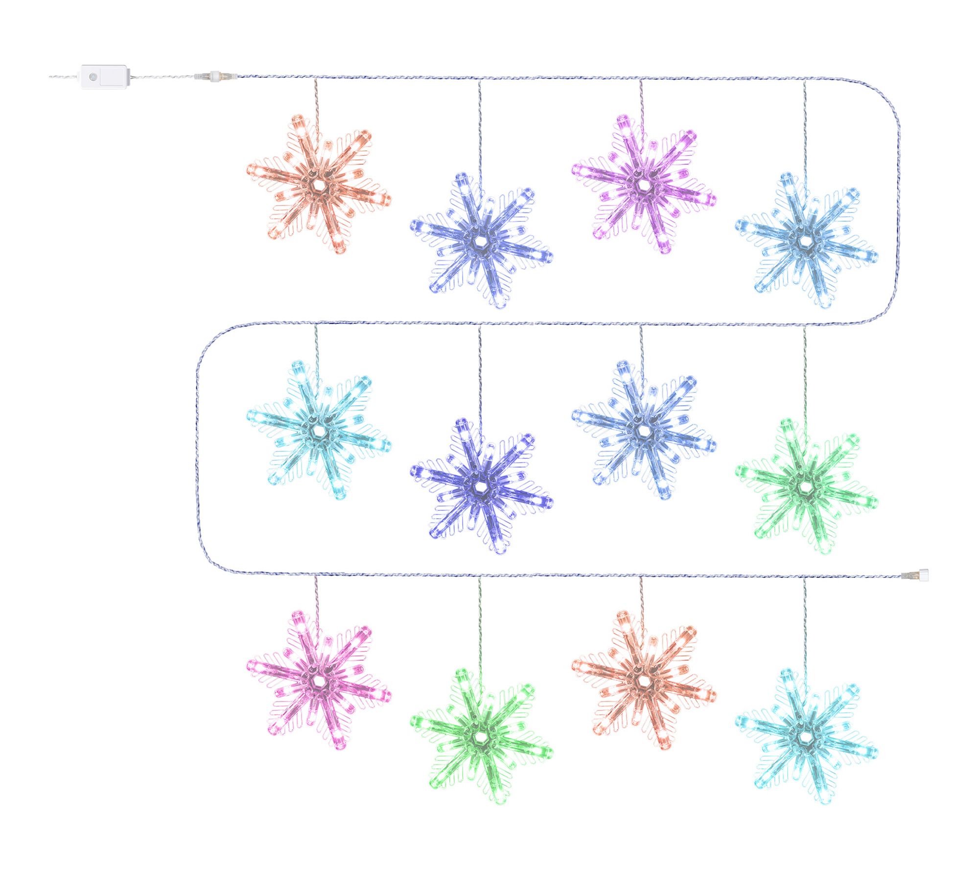 Glitzhome 17ft Christmas RGB Snowflake String Lights