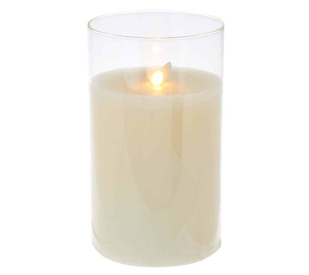 Luminara Flameless Candle in 6" Glass Hurricane with Timer