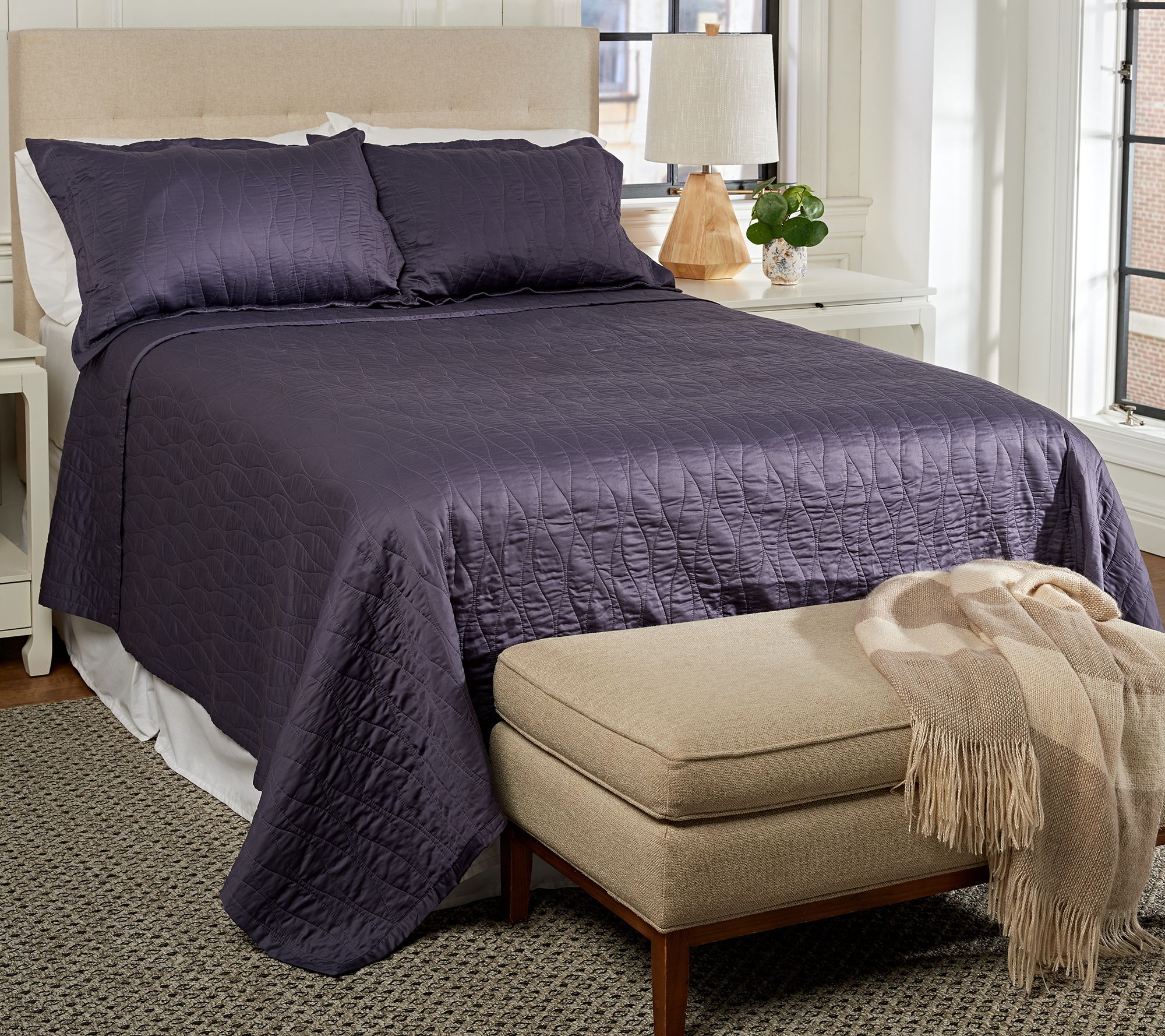 "As Is" Northern Nights Rayon Made from Bamboo King Coverlet Set