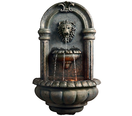 Teamson Home Outdoor Tiered Lion Head Wall Fountain