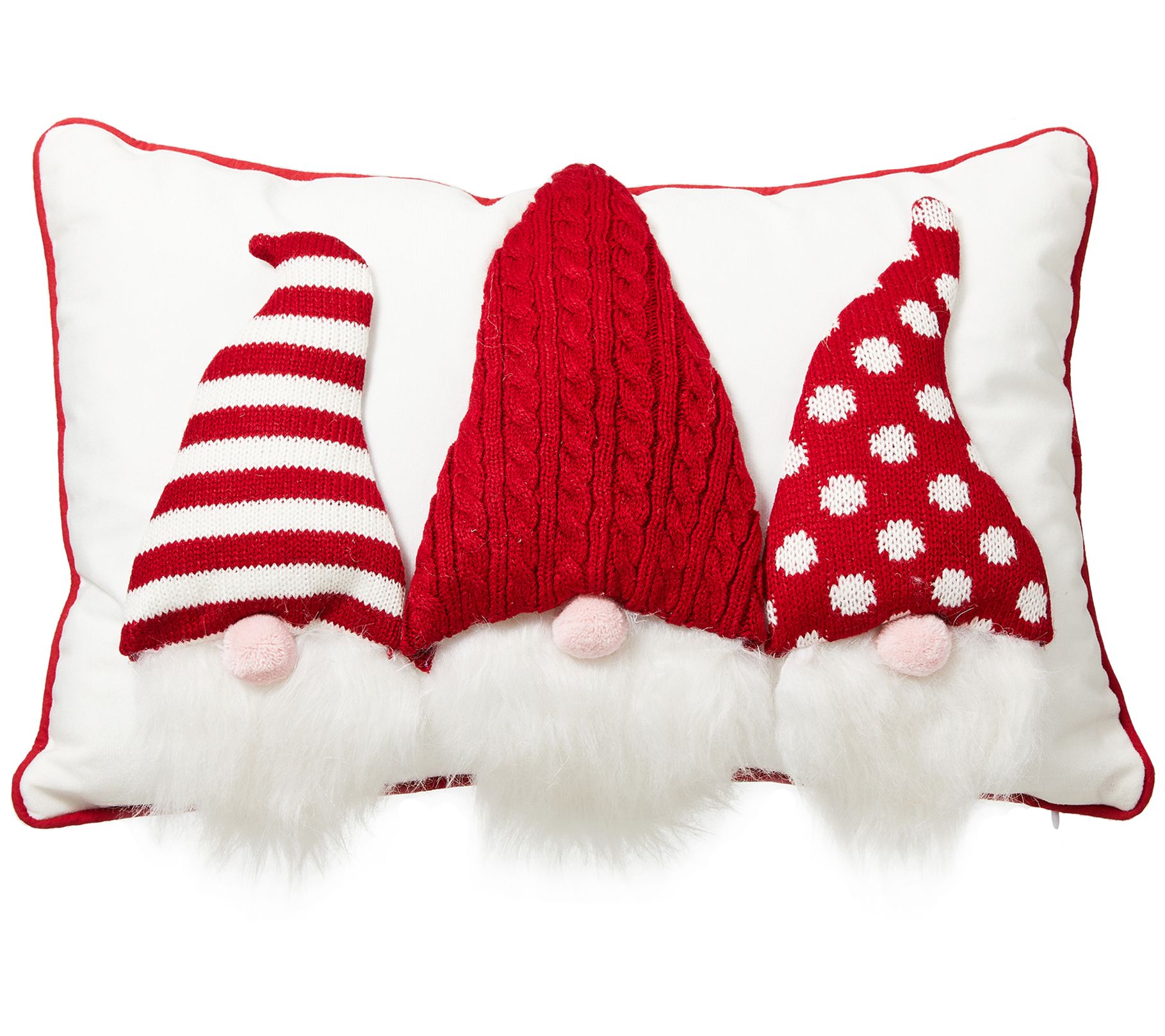 Glitzhome 18''L Cotton Knitted 3D Gnome Familyrow Pillow