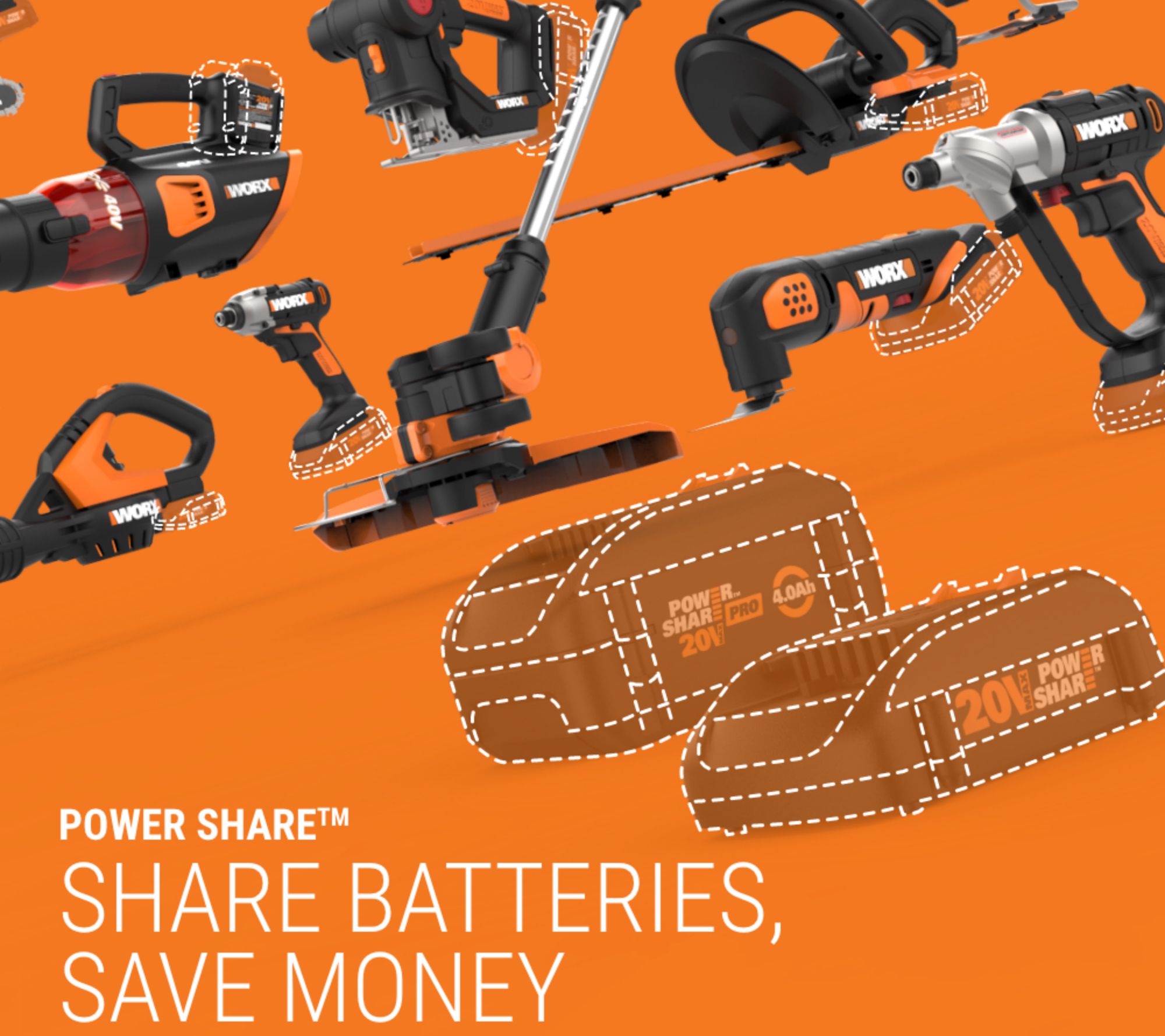 Worx Nitro WG186 40V Power Share Pro Attachment-Capable Driveshare 15 Cordless String Trimmer