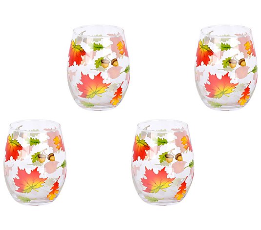 Temp-tations Seasonal Set of (4) 15-oz Stemless Wine Glasses