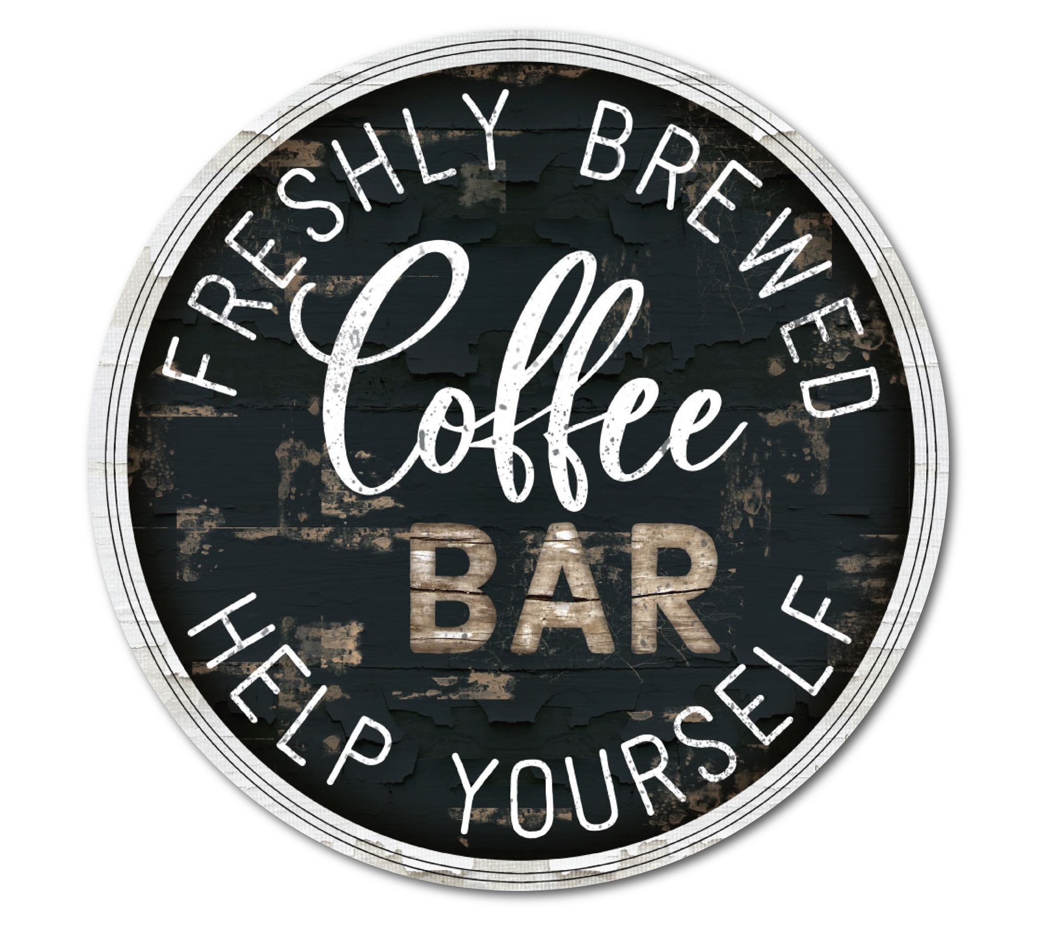 Antique Farmhouse Self Serve Coffee Bar Framed Sign in Black | Size: 12x12