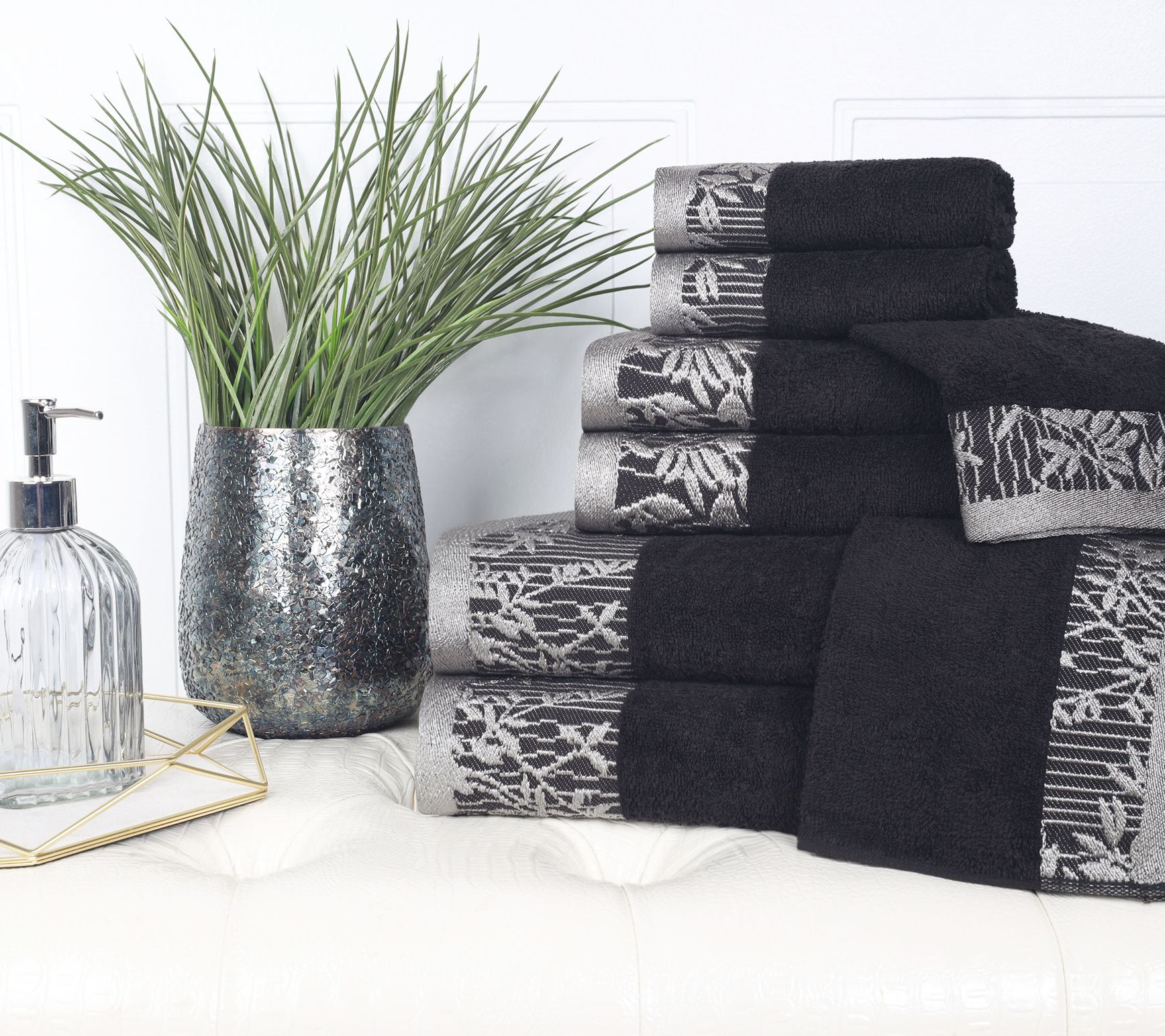 Superior Cotton 8-Piece Absorbent Embroidered Towel Set