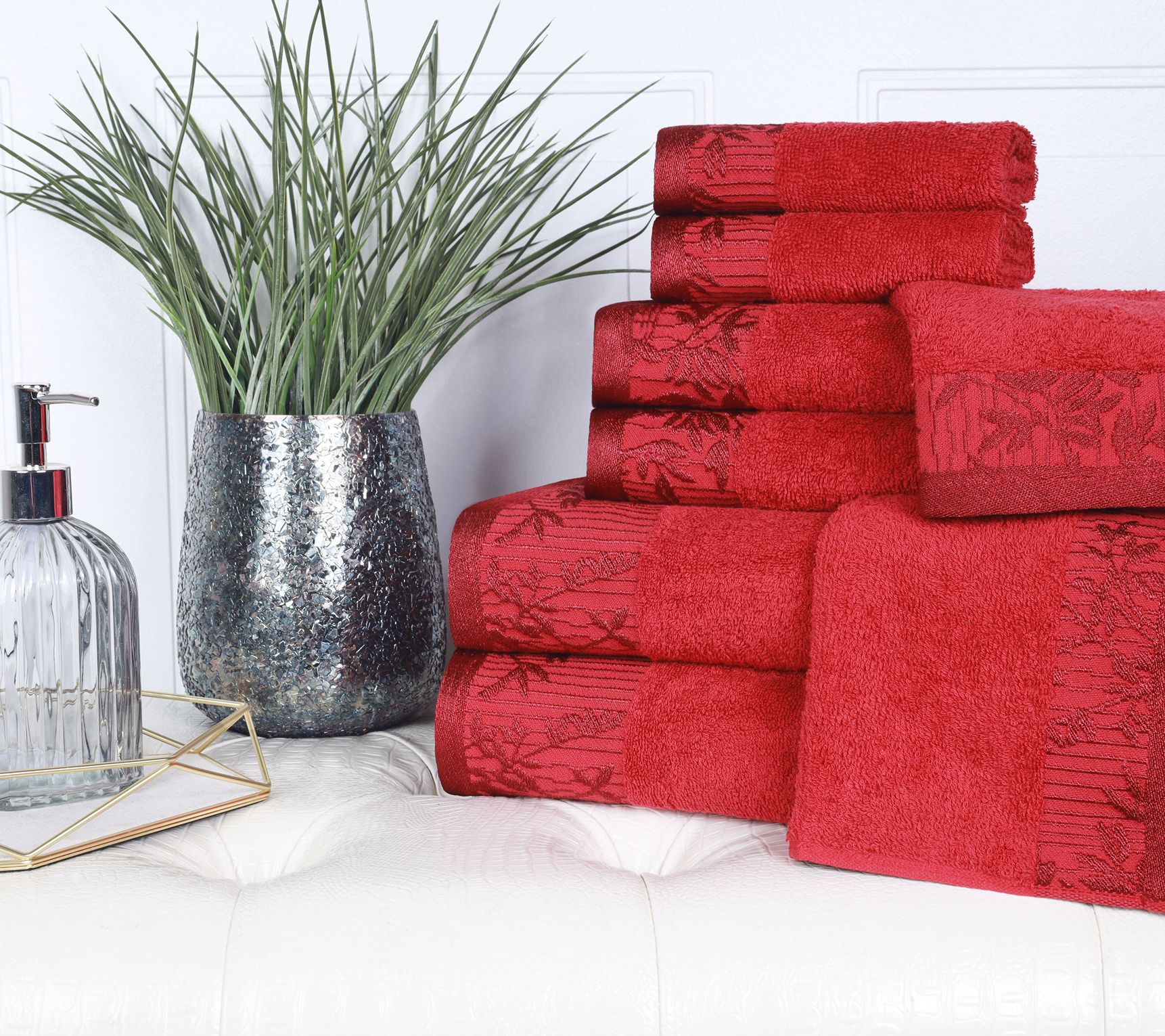 Superior Cotton 8-Piece Absorbent Embroidered Towel Set
