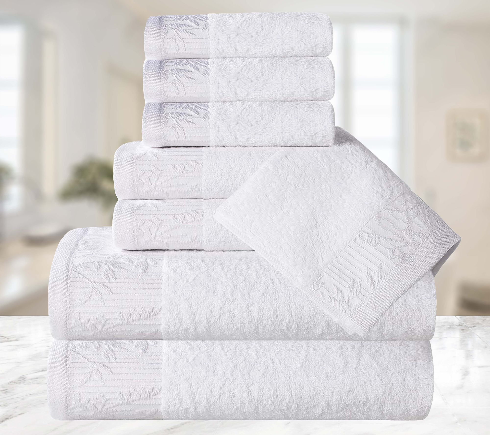 Superior Cotton 8-Piece Absorbent Embroidered Towel Set