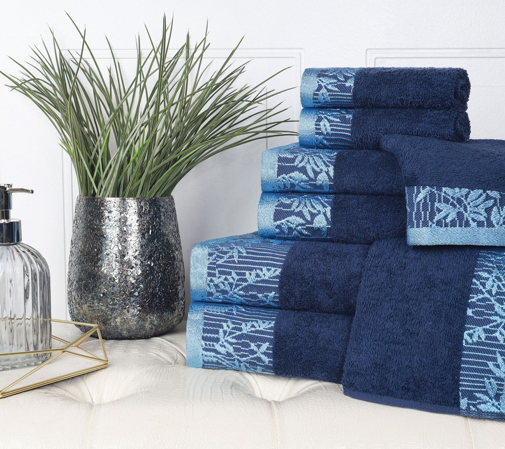 Superior Cotton 8-Piece Absorbent Embroidered Towel Set