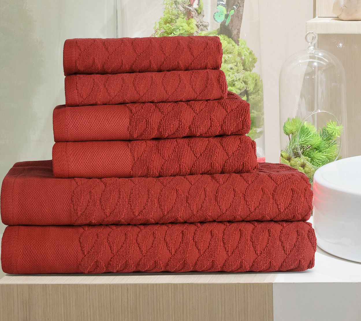 Superior Turkish Cotton 6-Piece Jacquard Herringbone Towel Set