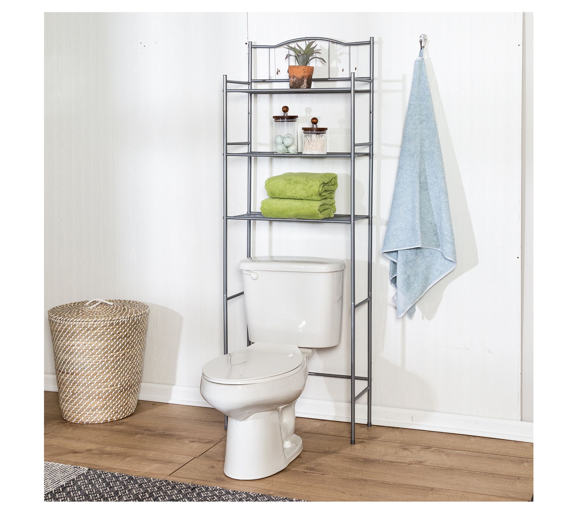 Honey-Can-Do Steel Wall-Mounted Bathroom Towel Holder with Shelf