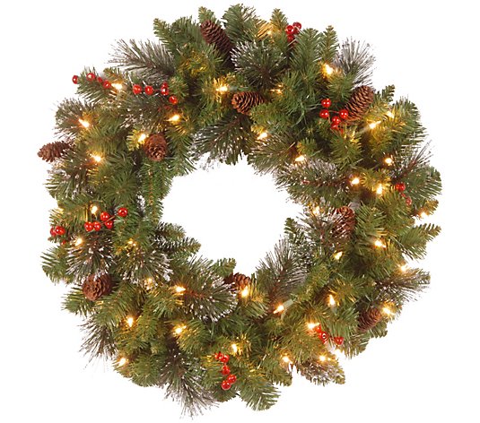 National Tree Company 24" Crestwood Spruce Prelit Wreath