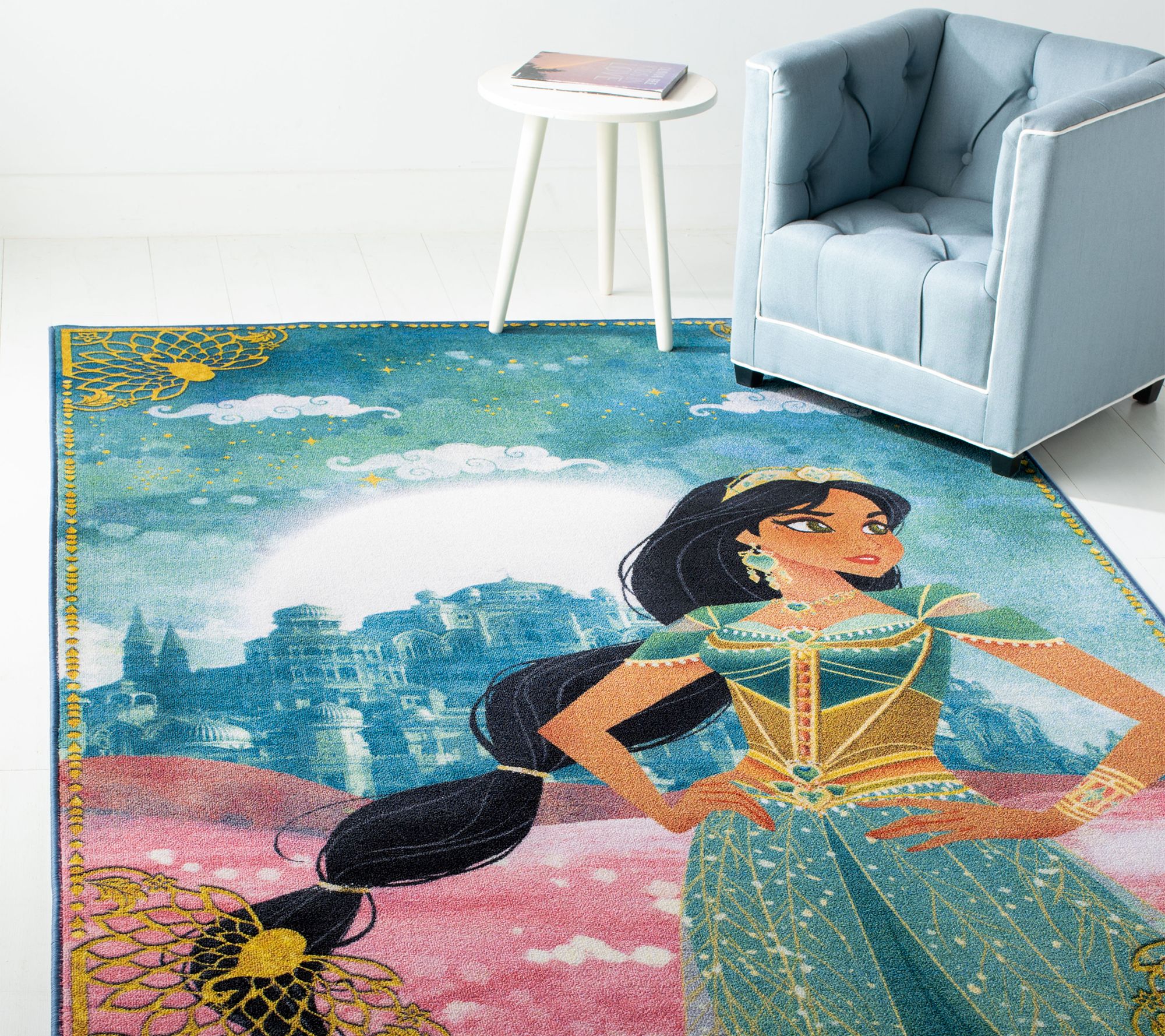 Fairy Tale Princess Gold Frame Area Rug, Personalized Disney Princess  Carpet Rug