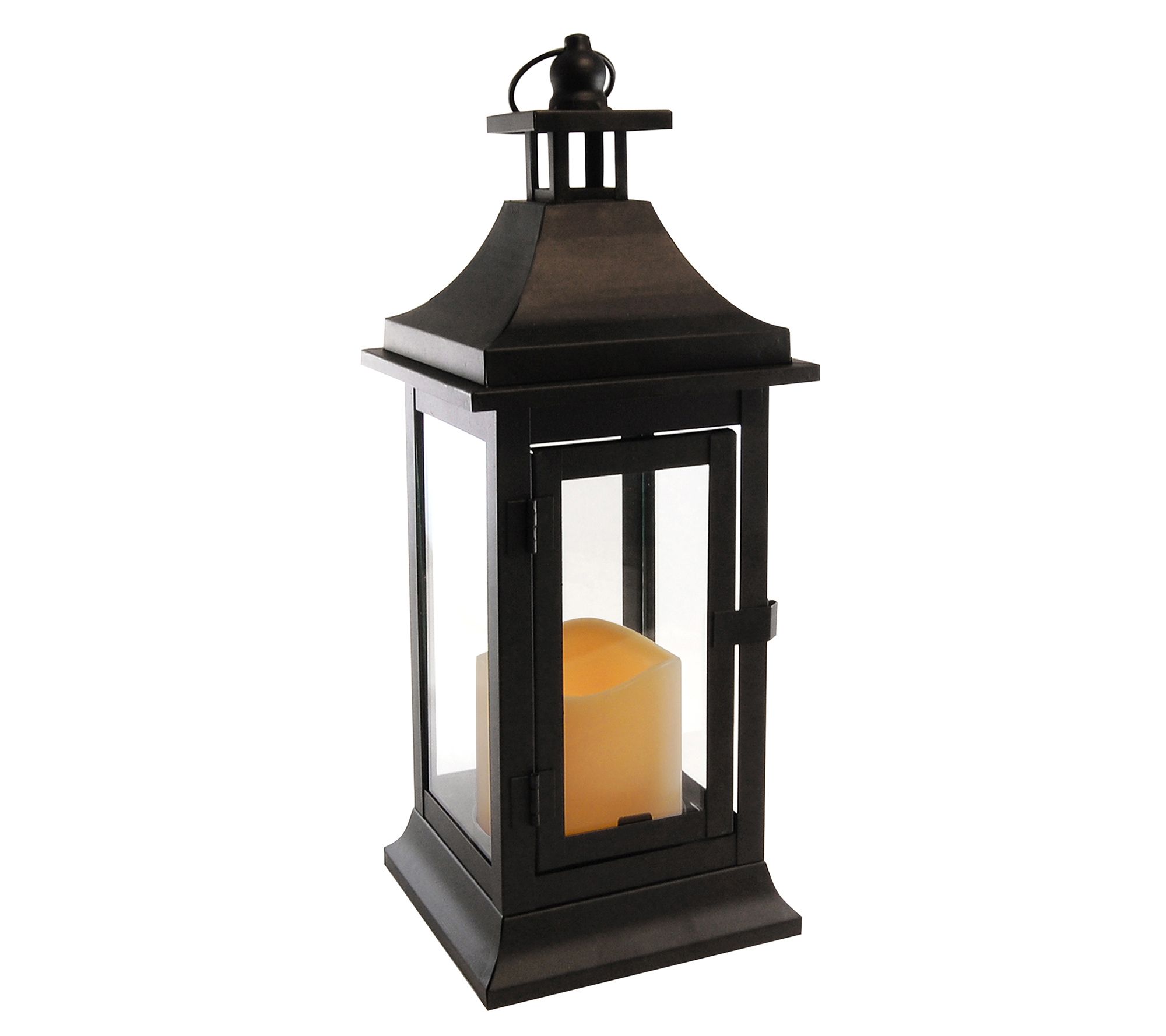 LumaBase Classic Small Black Metal Lantern withLED Candle