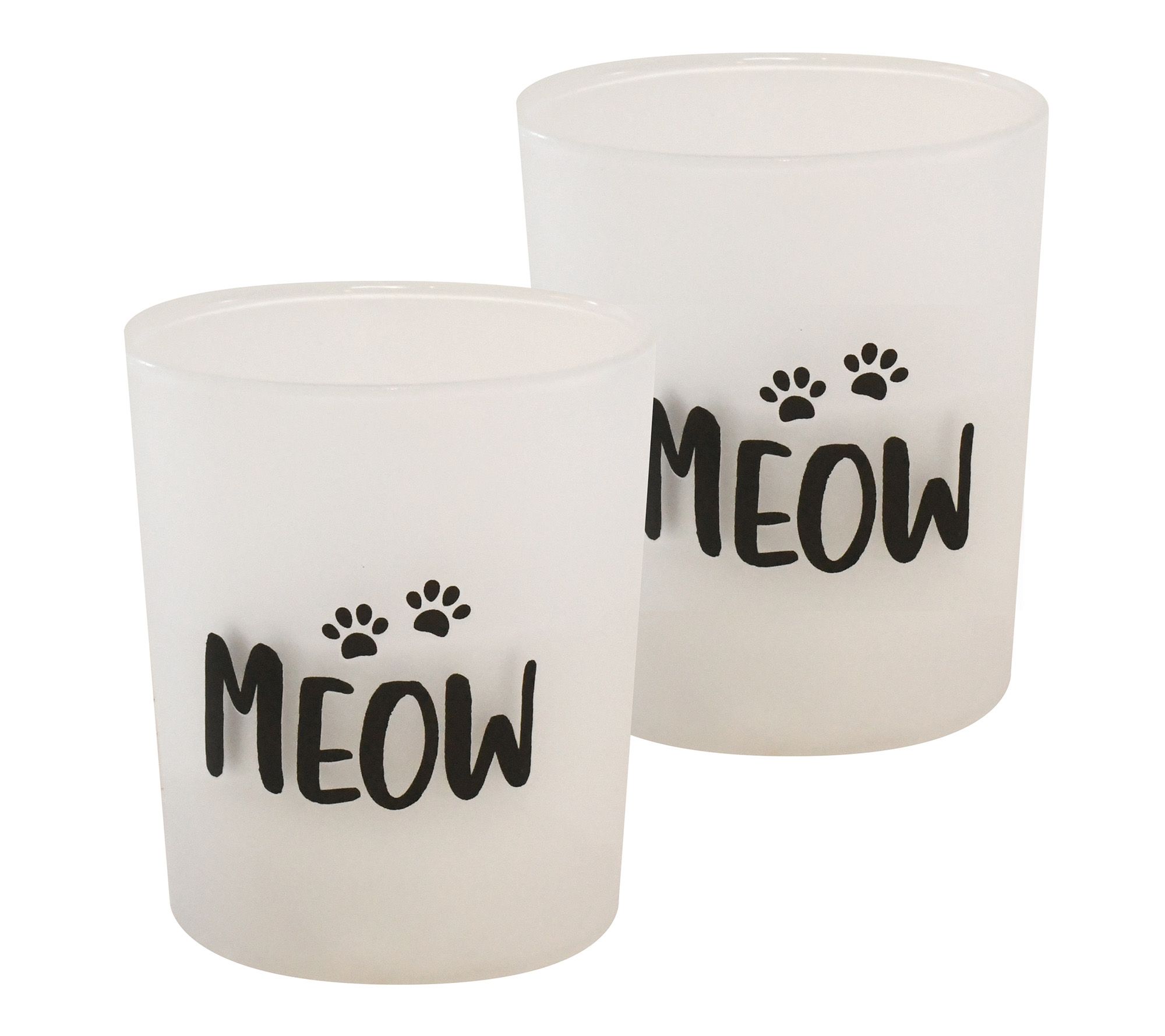 LumaBase Battery Operated Meow Glass LED Candles - Set of 2