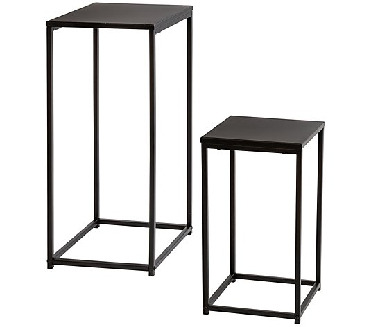 Honey-Can-Do Set of 2 Square Black Side Tables