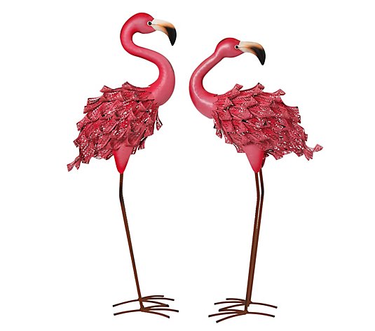 Pink Metal Flamingo Figurines by Gerson Co.