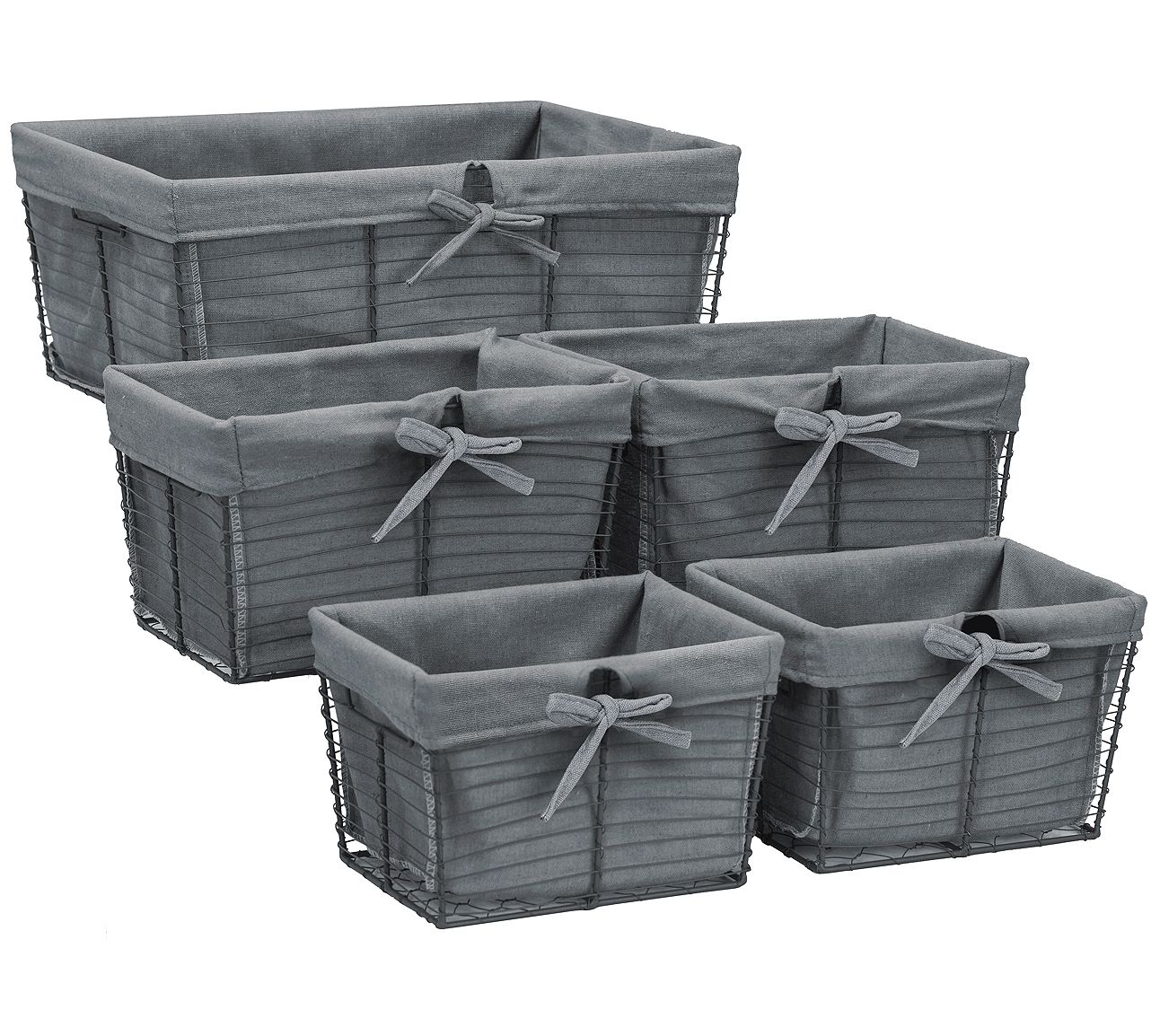 Sorbus Woven Paper Rope Baskets - 4 Piece Set, Gray