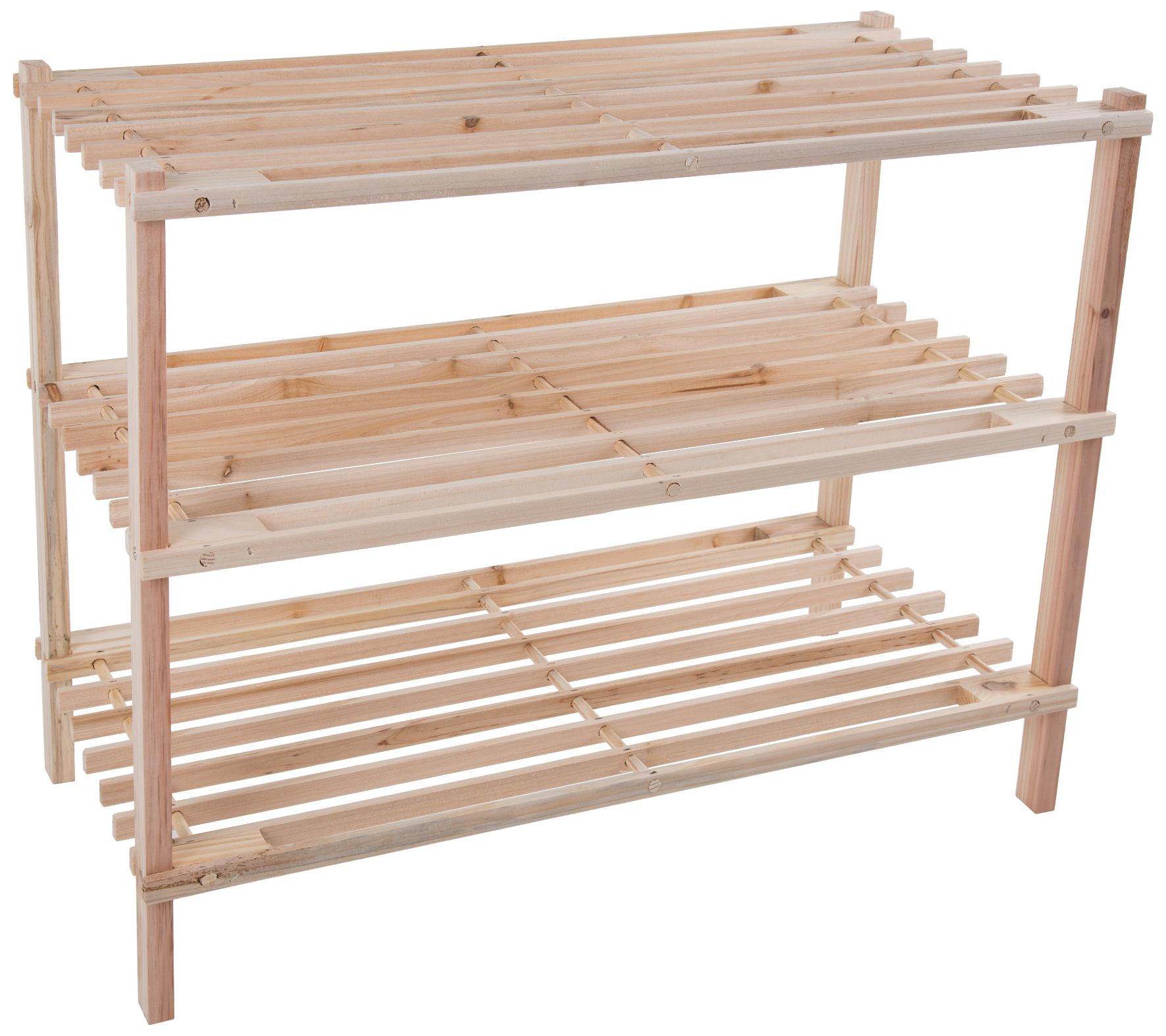 Hasting Home 3-Tier Blonde Wood Storage Shoe Rack