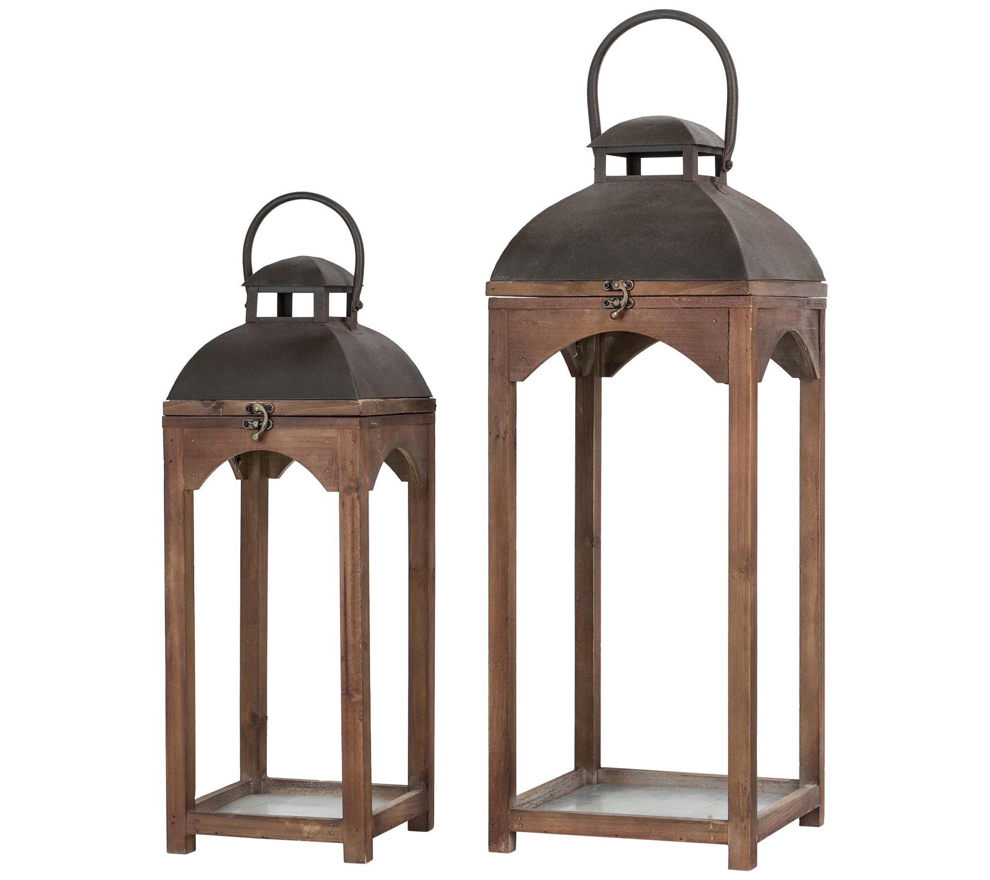 Glitzhome Warm Whiskey Farmhouse Decorative Lanterns S/2