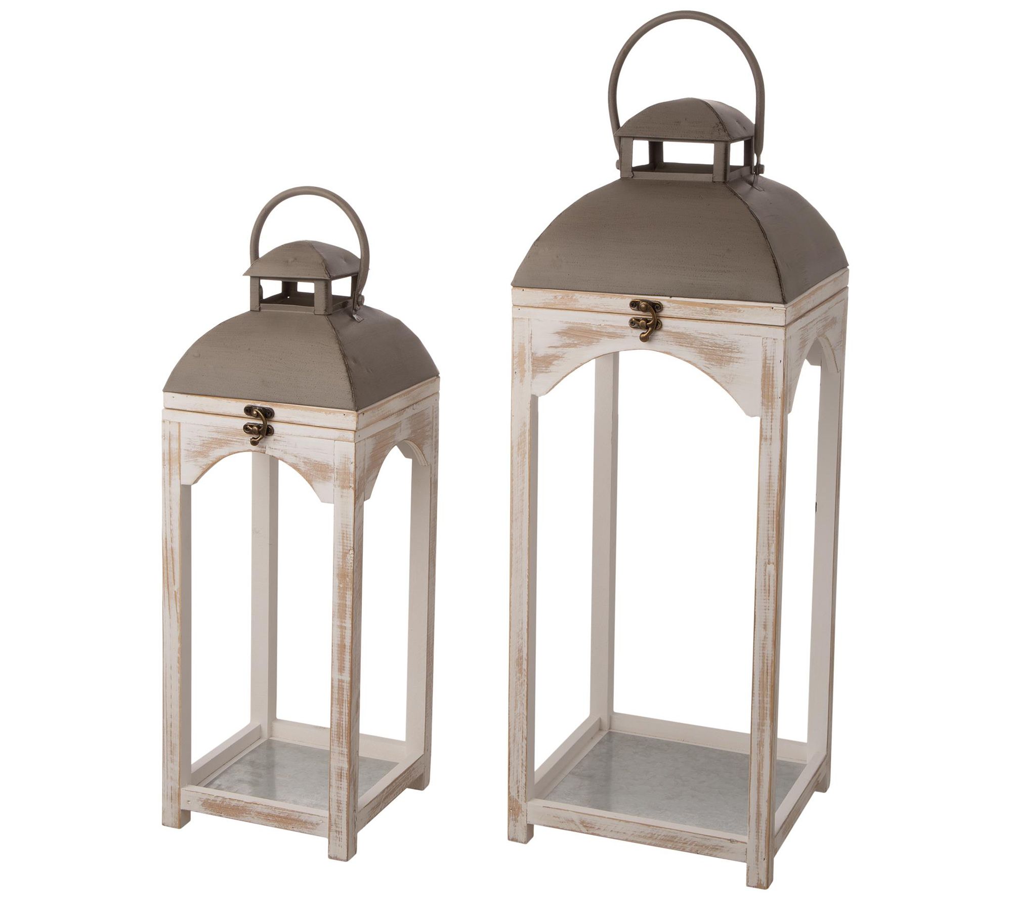 Glitzhome Warm Whiskey Farmhouse Decorative Lanterns S/2