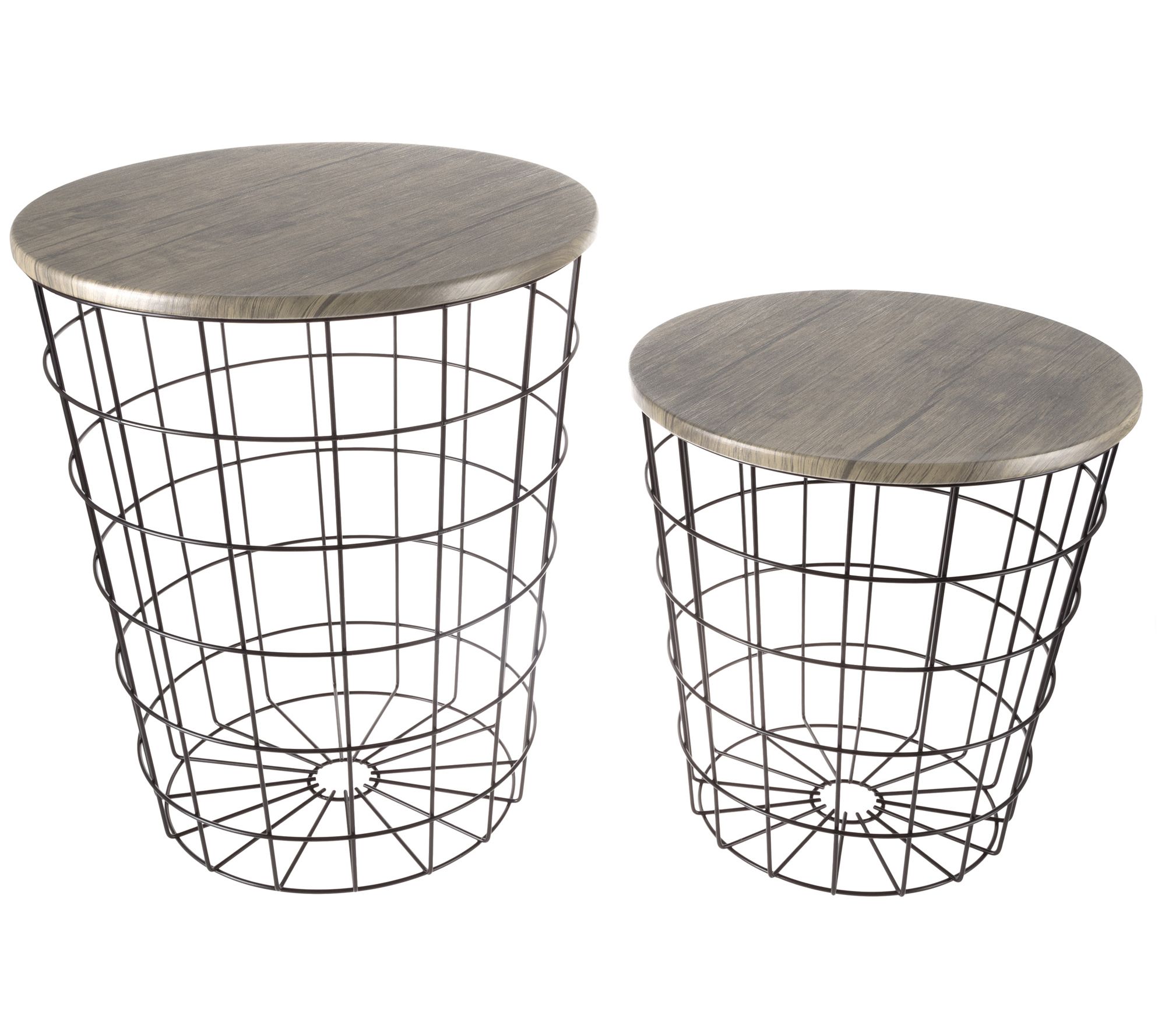 Set of 2 Round Metal Storage Basket Bases - Hastings Home
