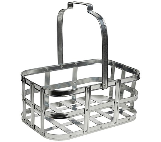 6" Galvanized Storage Basket w/Handle by PuleoInternational